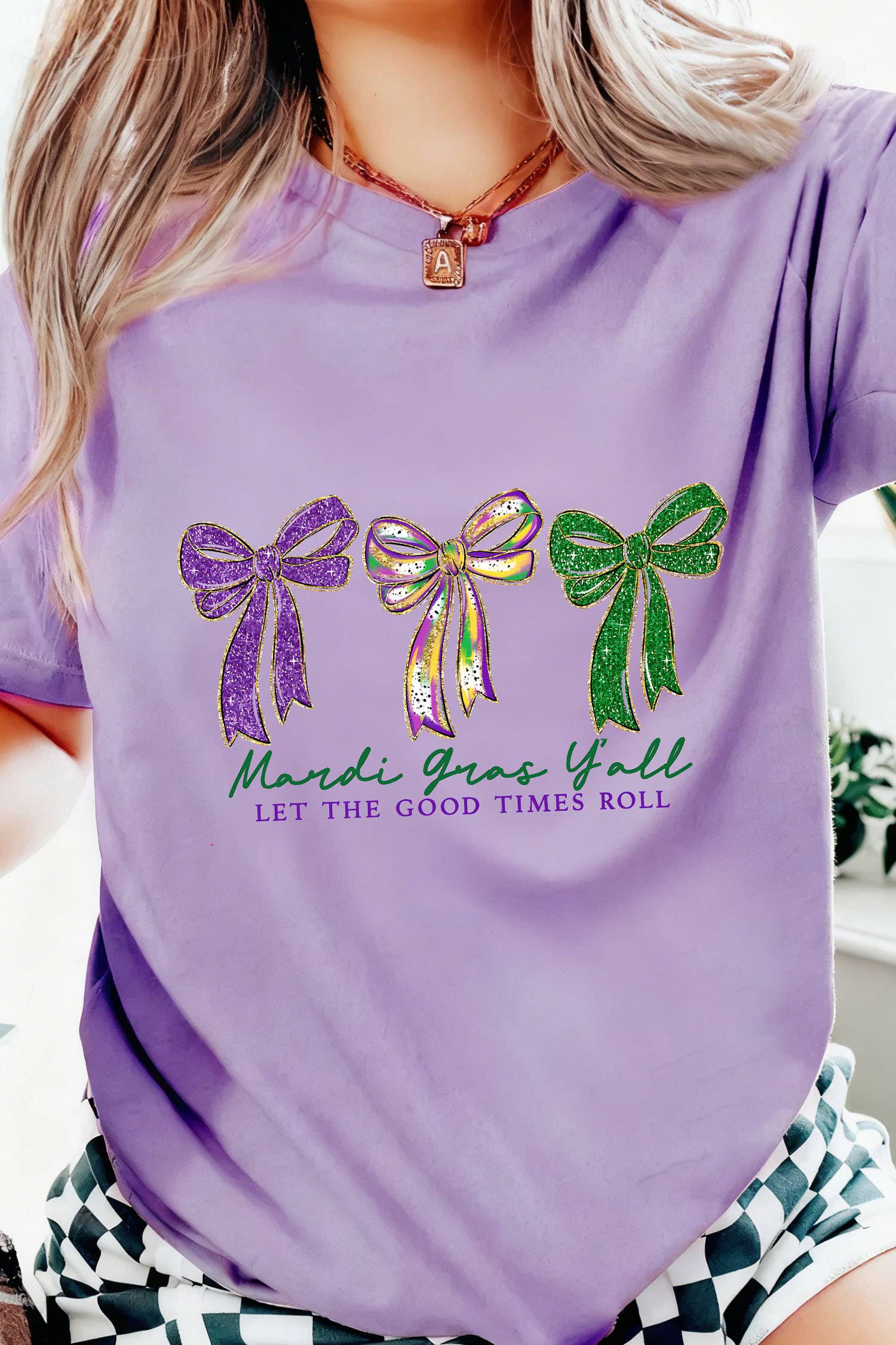 Mardi Gras Ribbon Bow Slogan Printed Casual T Shirt (S-3XL) Hoodie, Sweatshirt | PodTeesHub.com
