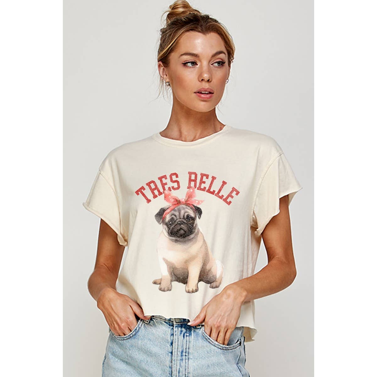 Tres Belle Puppy Vintage Graphic Crop Tee Hoodie, Sweatshirt | PodTeesHub.com