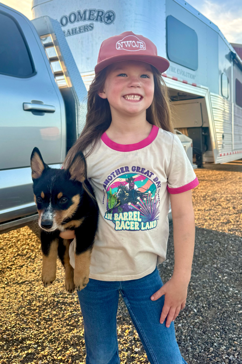 Barrel Racer Land Ringer Tee Kids Hoodie, Sweatshirt | PodTeesHub.com