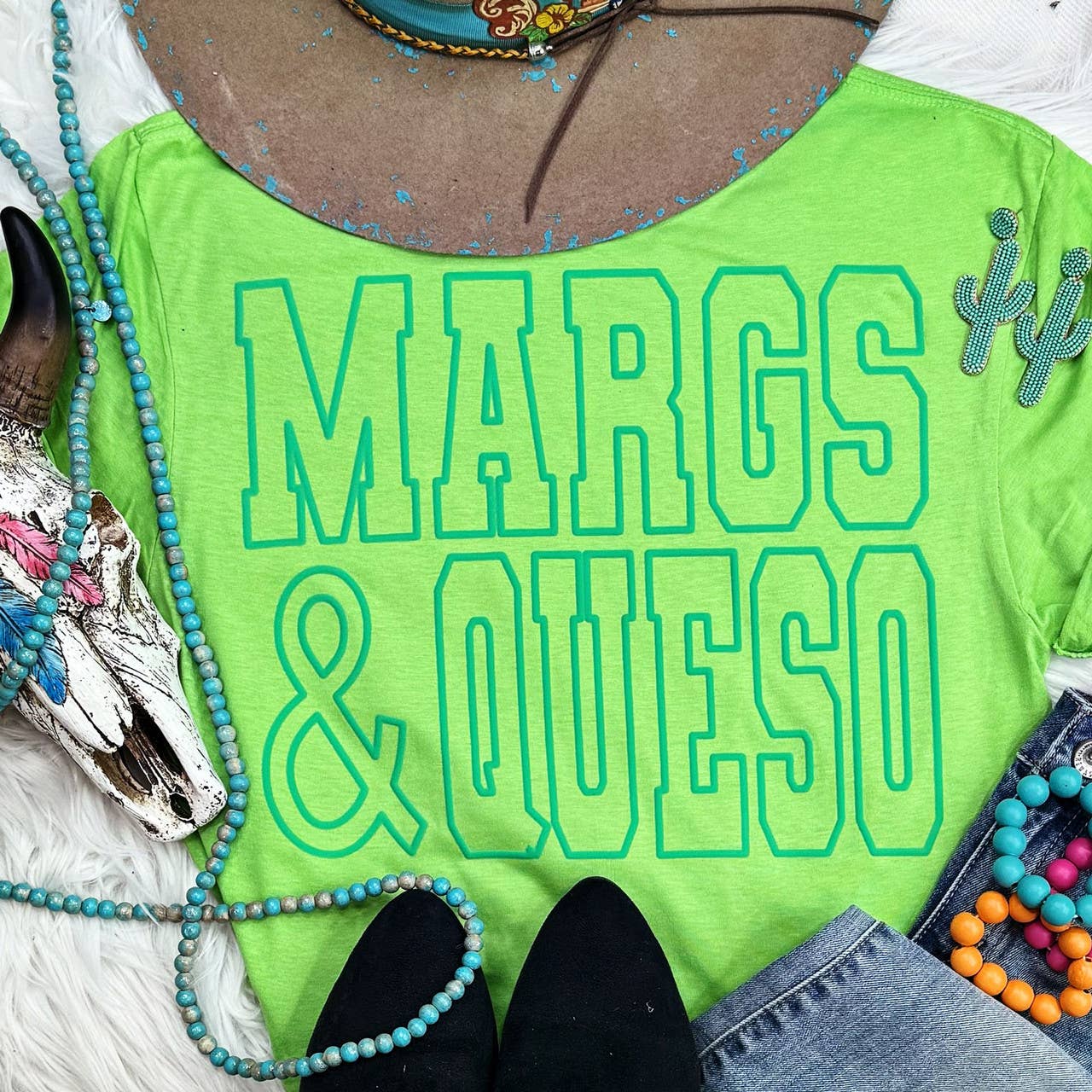 Margs & Queso Green Puff Everyday Tee Hoodie, Sweatshirt | PodTeesHub.com
