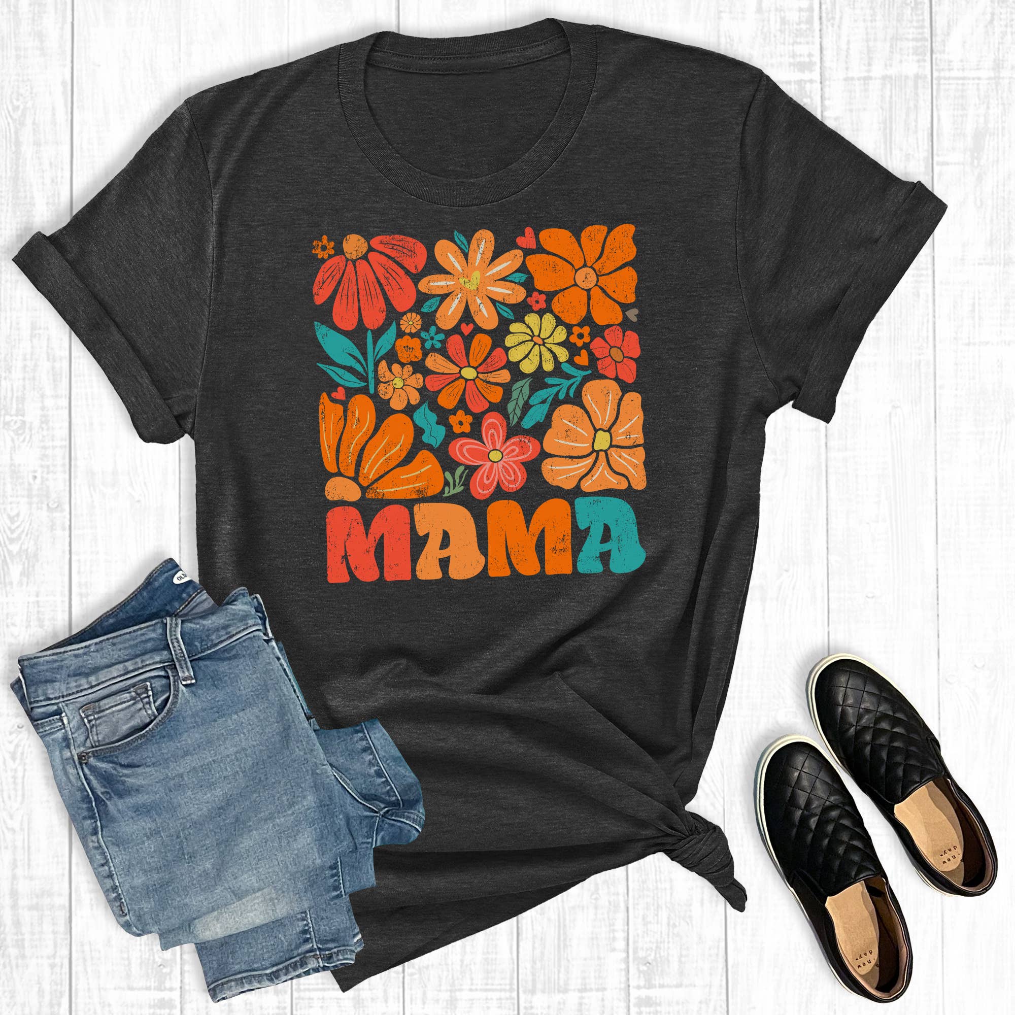Retro Floral Mama Graphic Tee Hoodie, Sweatshirt | PodTeesHub.com