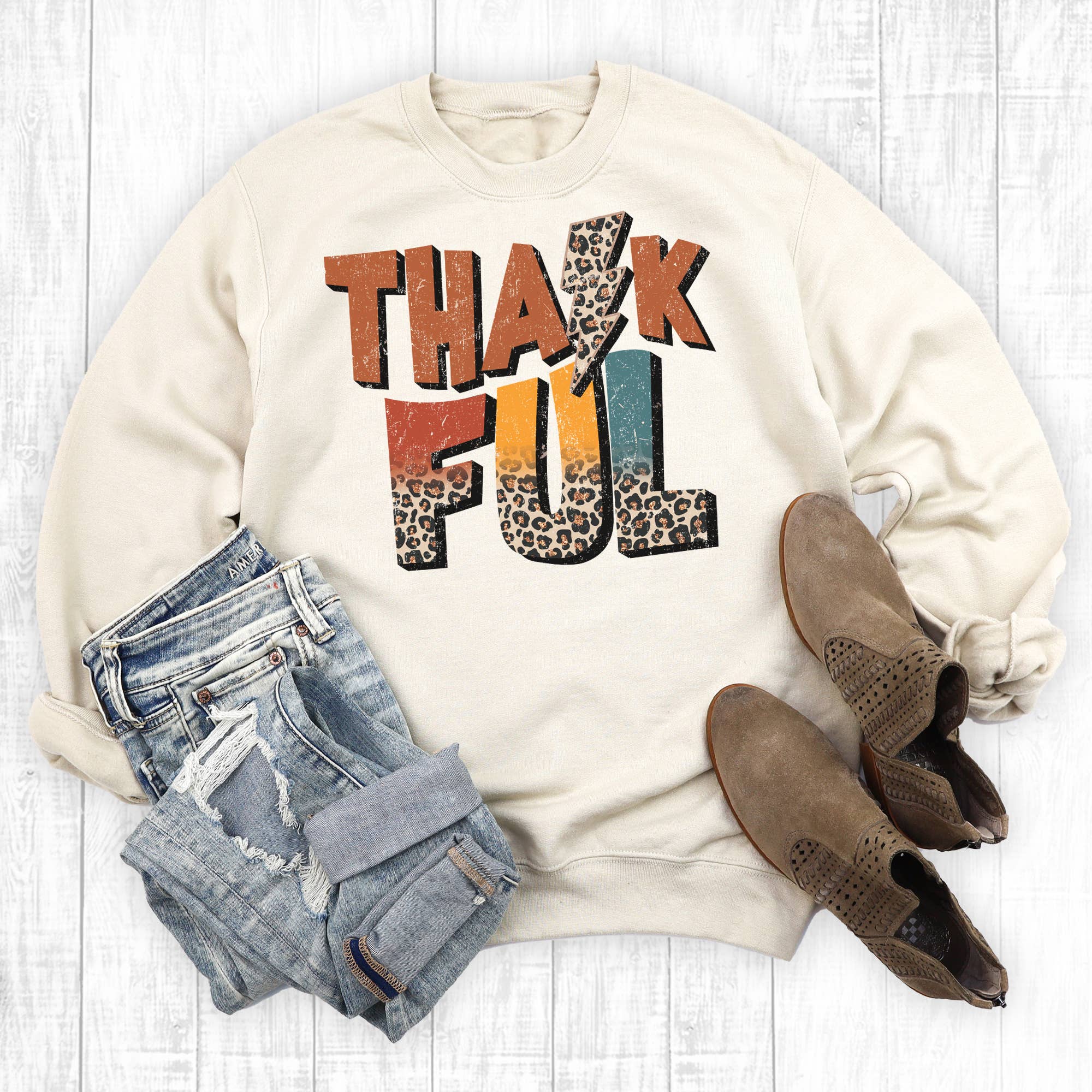 Fall Thankful Lightning Bolt Sweatshirt T-Shirts, Hoodie | PodTeesHub.com