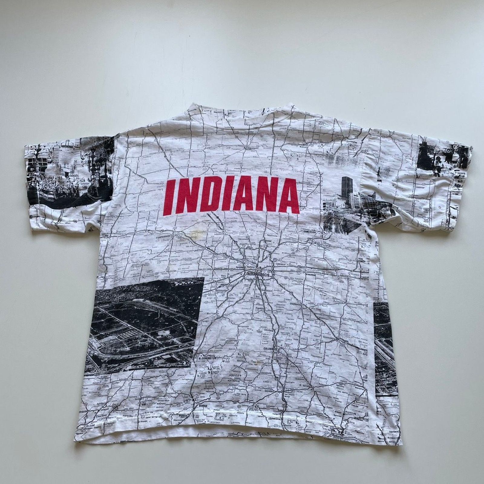 Vintage 90s Indiana Aop Art Map T Shirt Xl Made In Usa Rare Hoodie, Sweatshirt | PodTeesHub.com