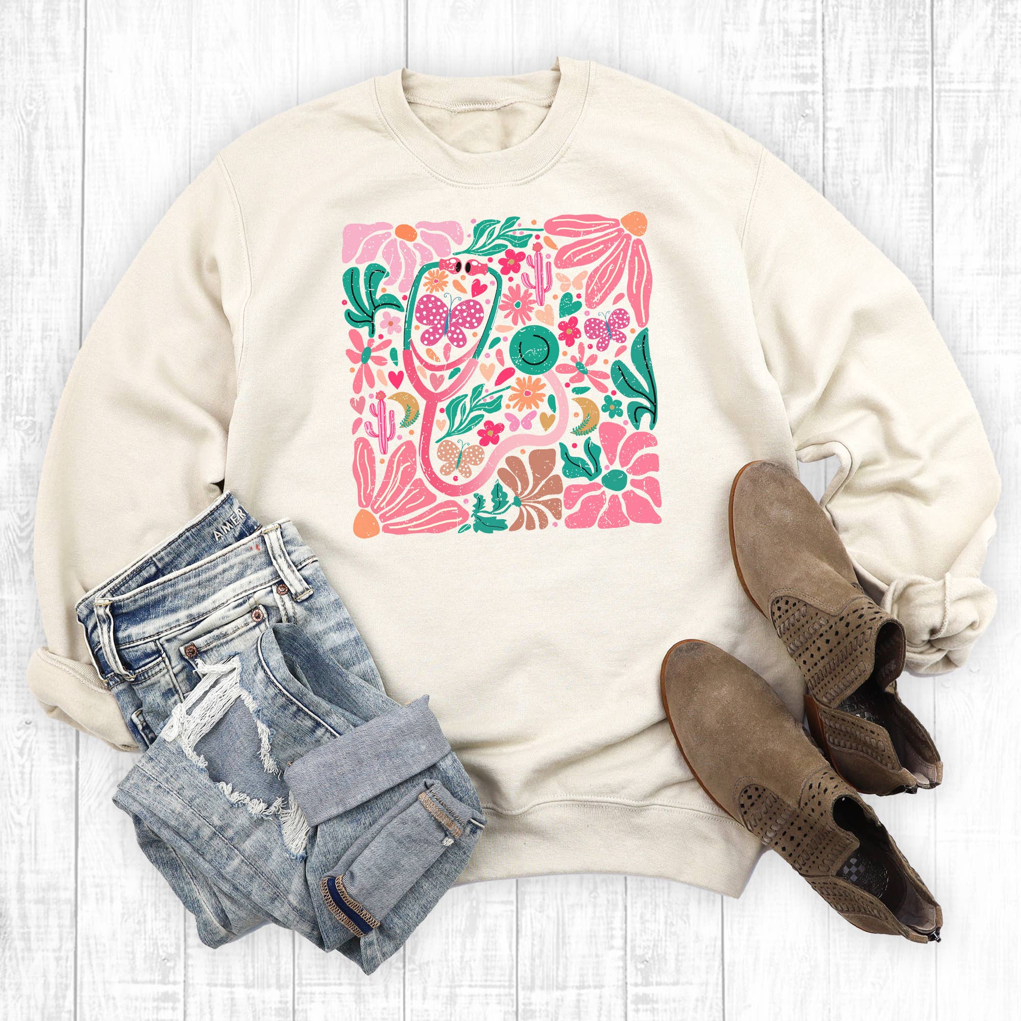 Retro Floral Nurse Sweatshirt T-Shirts, Hoodie | PodTeesHub.com