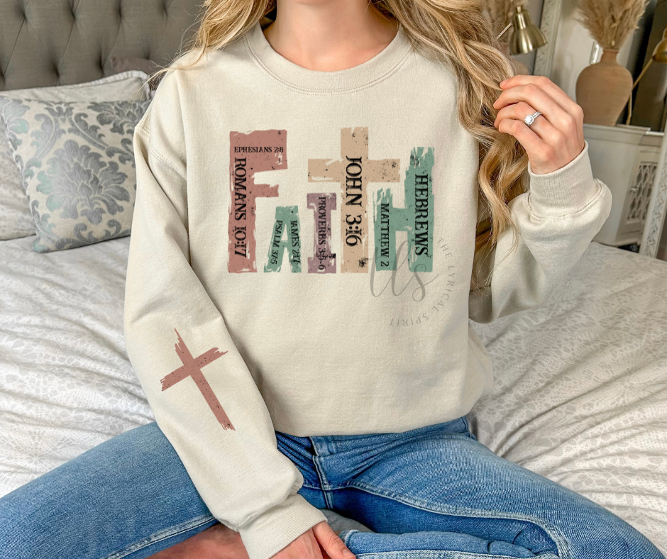 Faith Cross Sleeve Sand Sweatshirt T-Shirts, Hoodie | PodTeesHub.com