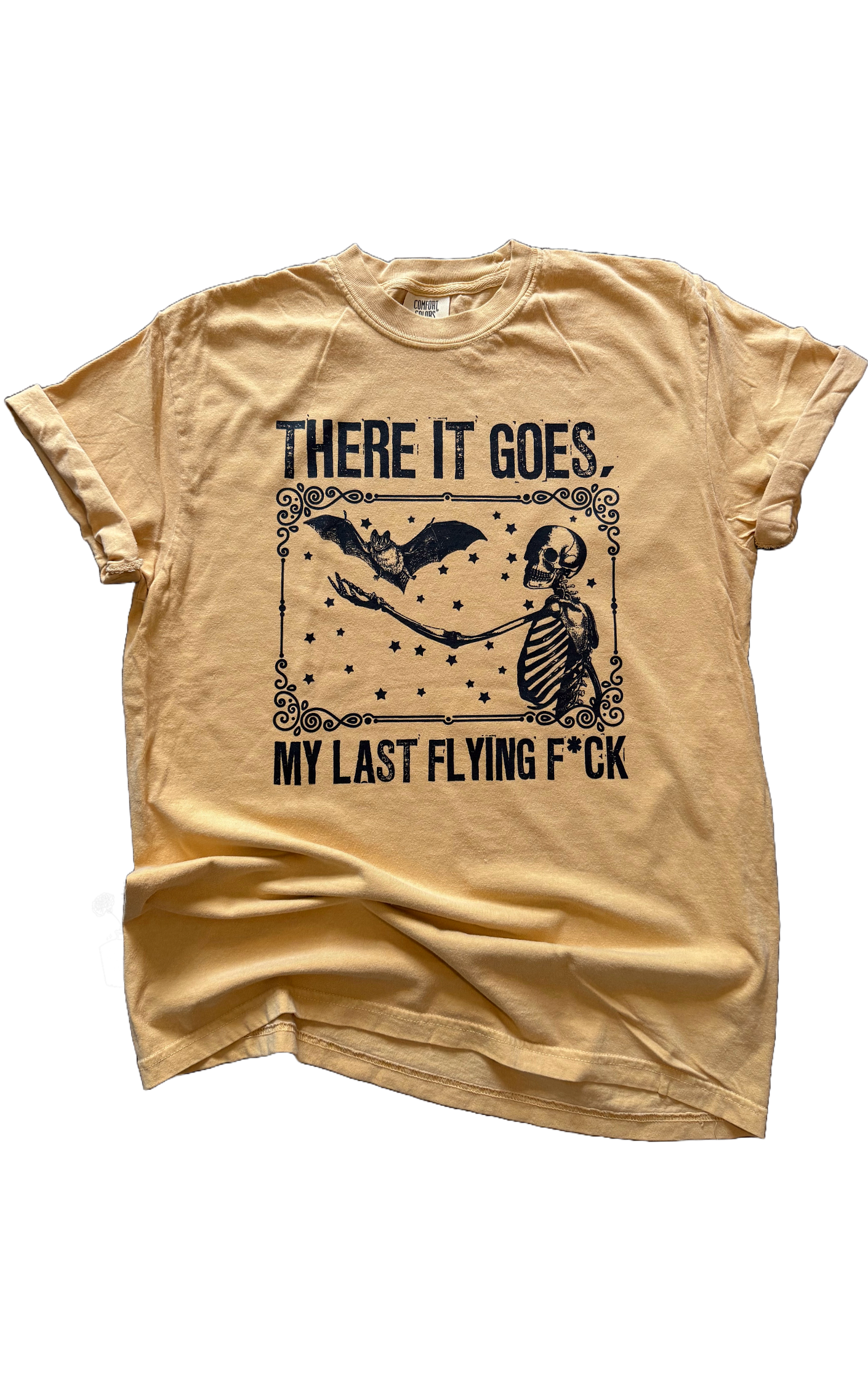 There It Goes, My Last Flying F*Ck – Mustard Skeleton Tee Hoodie, Sweatshirt | PodTeesHub.com