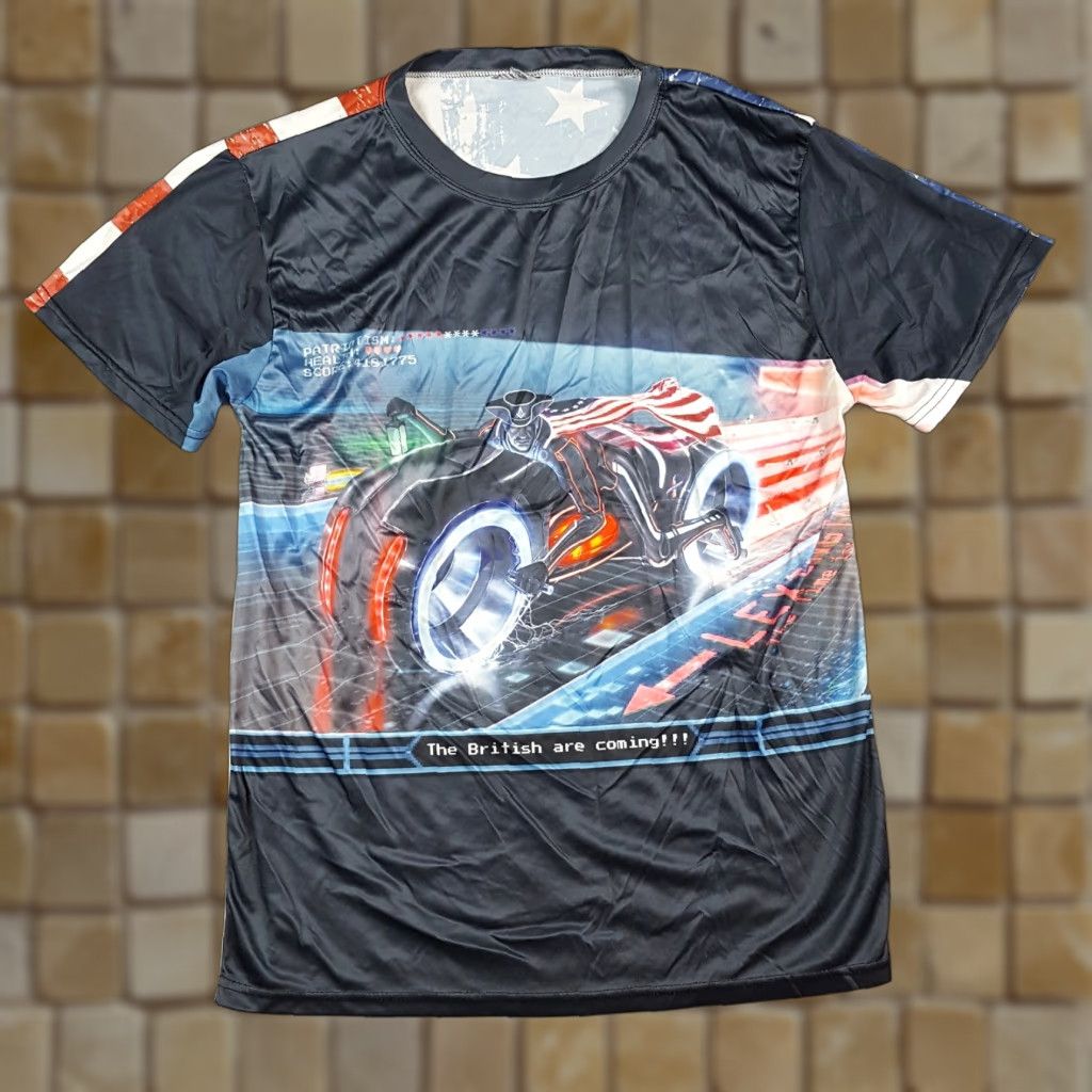 Vintage Paul Revere Tron Future Parody American Flag Video Game Size L Multicol T-Shirts, Hoodie, Sweatshirt