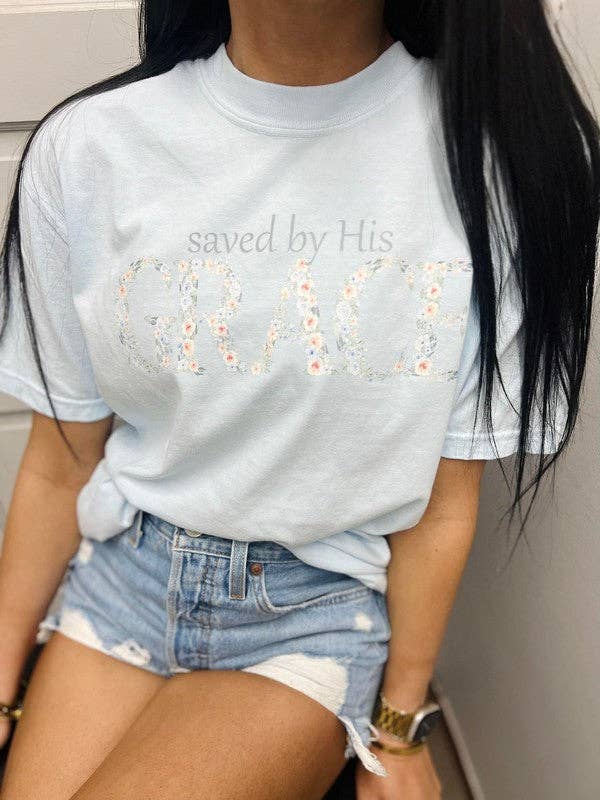 Saved By His Grace Elegant Floral Tee Hoodie, Sweatshirt | PodTeesHub.com