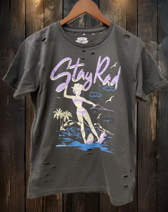 Stay Rad Water Ski Gal 1980's Distressed T-Shirt Hoodie, Sweatshirt | PodTeesHub.com