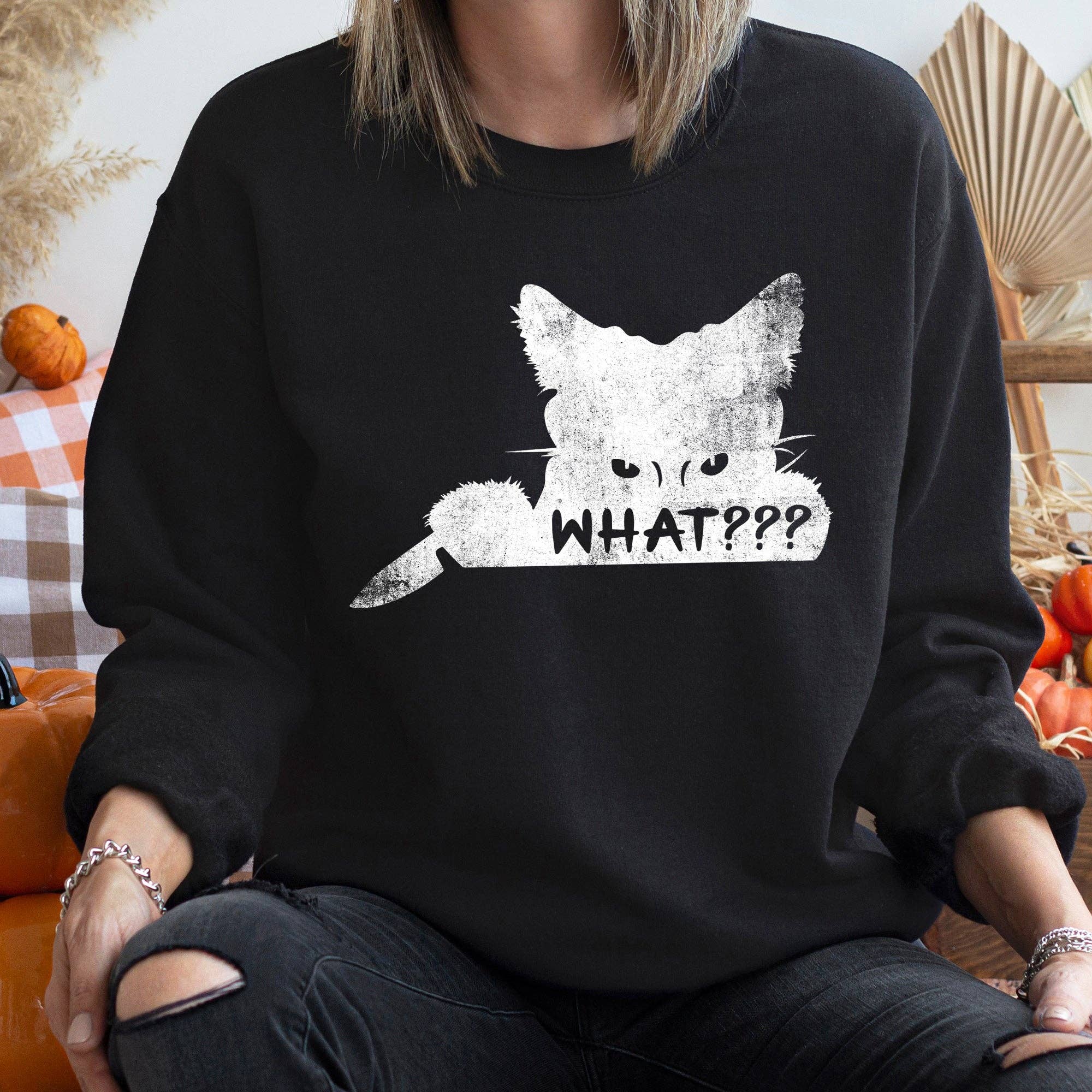 What??? Cat Vintage Halloween Sweatshirt T-Shirts, Hoodie | PodTeesHub.com
