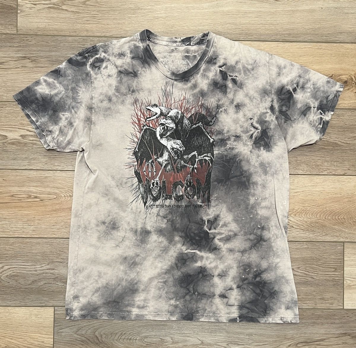 Vintage Volcom Tie Dye 3 Headed Snake Horror Tee Hoodie, Sweatshirt | PodTeesHub.com