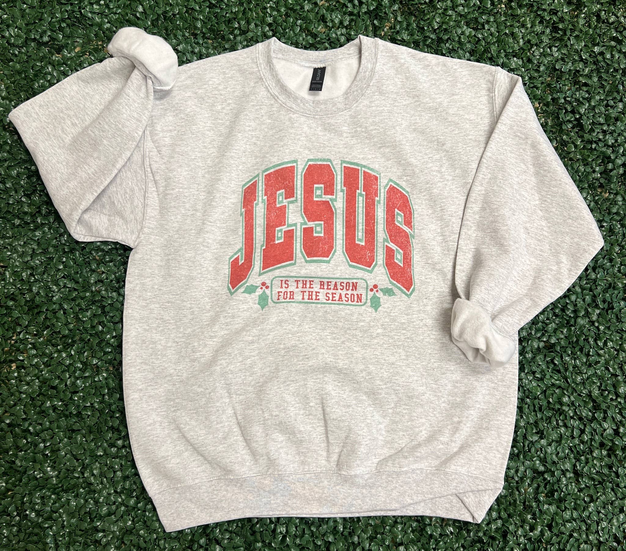 Jesus Is the Reason For the Season Sweatshirt On Ash Gray T-Shirts, Hoodie | PodTeesHub.com