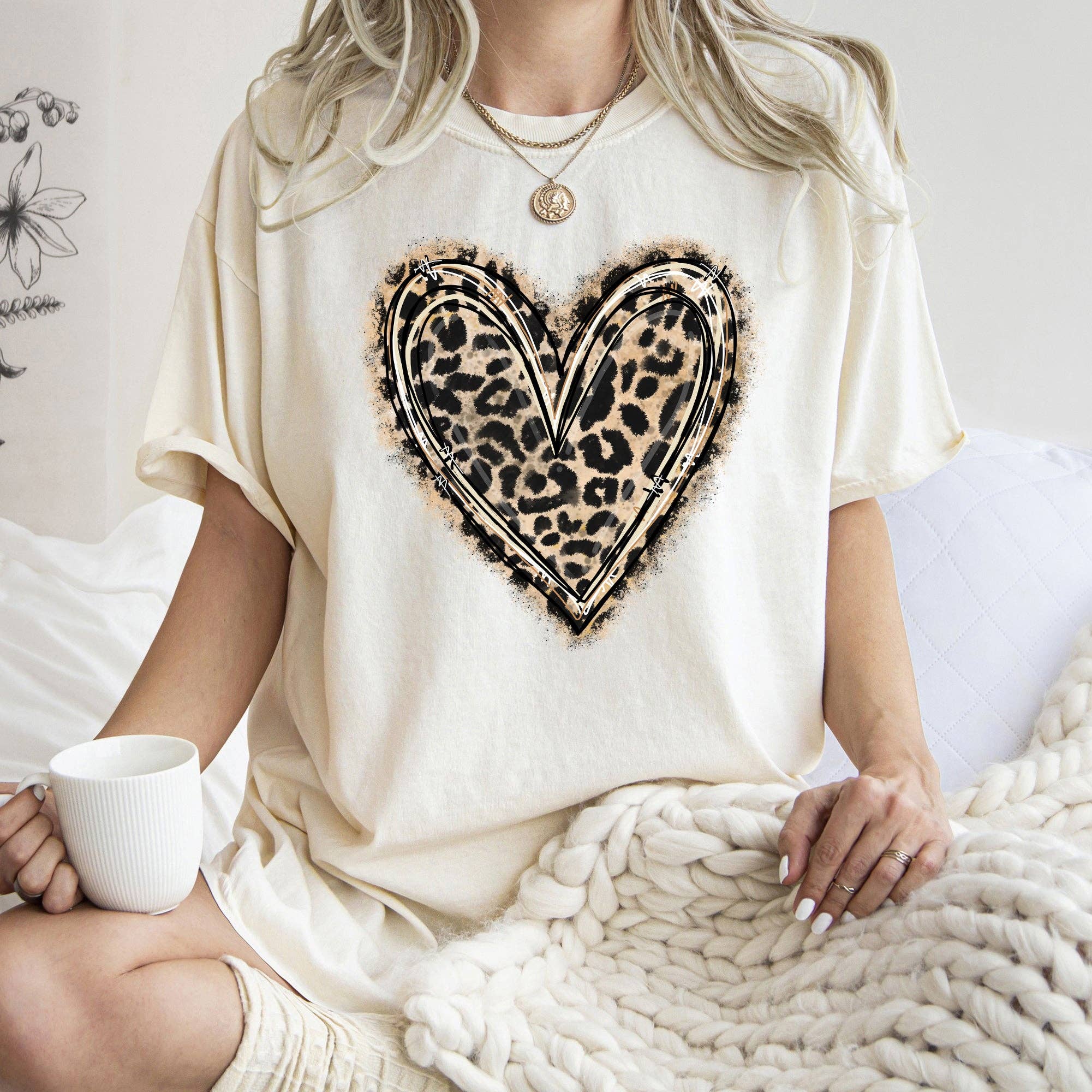 Leopard Print Heart, Comfort Colors Tshirt, Valentine's Day Hoodie, Sweatshirt | PodTeesHub.com