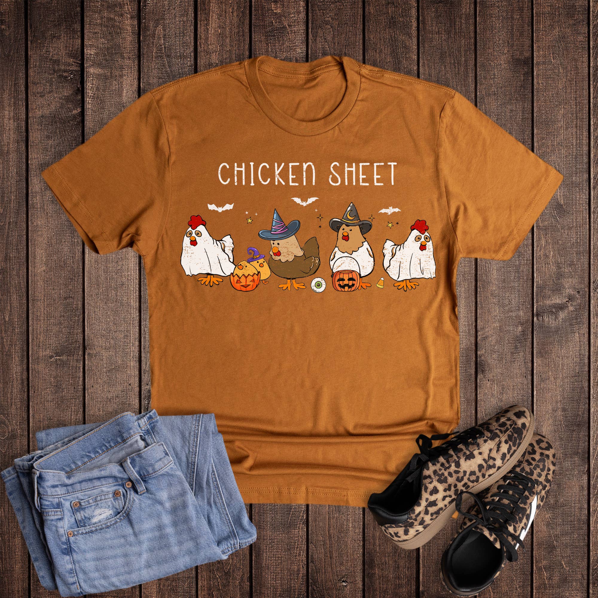 Halloween Chicken Sheet Ghost Chickens Graphic Tee Hoodie, Sweatshirt | PodTeesHub.com