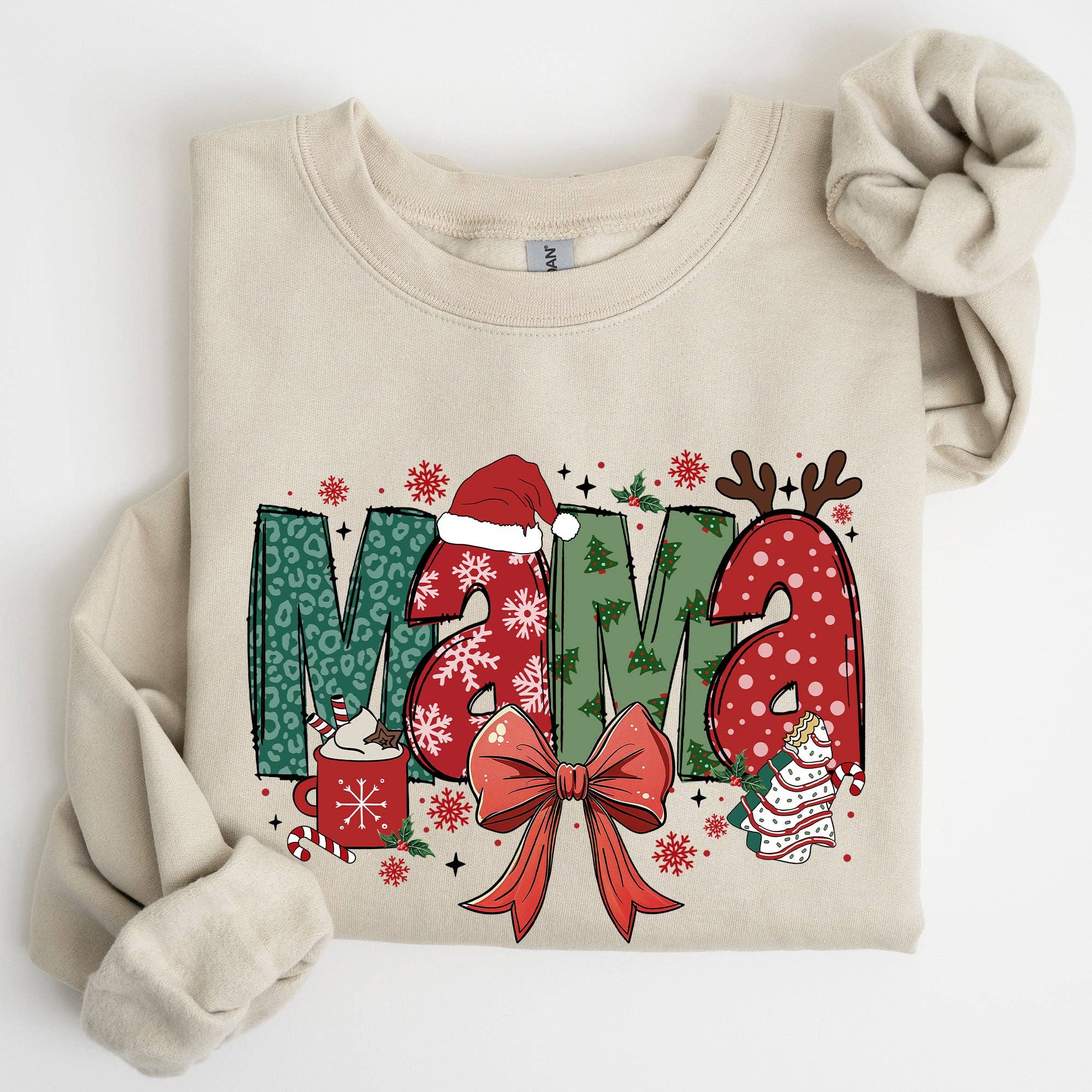 Mama, Christmas Fun, Reindeer, Hot Chocolate Cake Sweatshirt T-Shirts, Hoodie | PodTeesHub.com