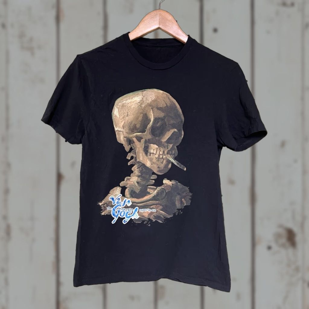 Vintage District T Shirt Men S M Graphic Print Skull Art Black Cotton Crew Neck Short Sleeve Vintage Hoodie, Sweatshirt