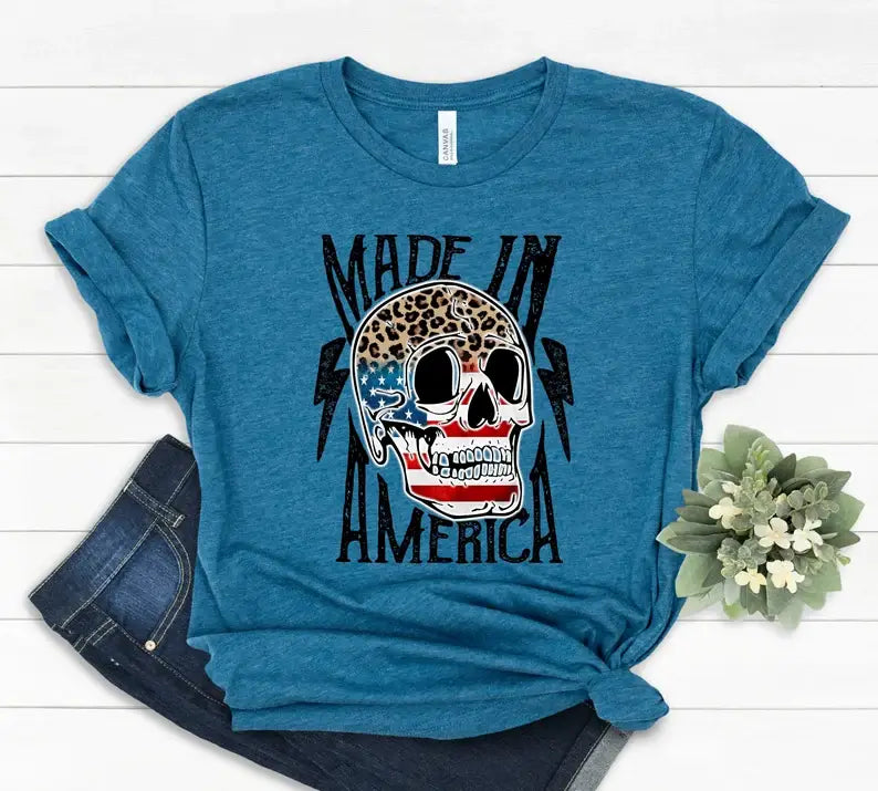 Made in America Skull T-Shirt Hoodie, Sweatshirt | PodTeesHub.com