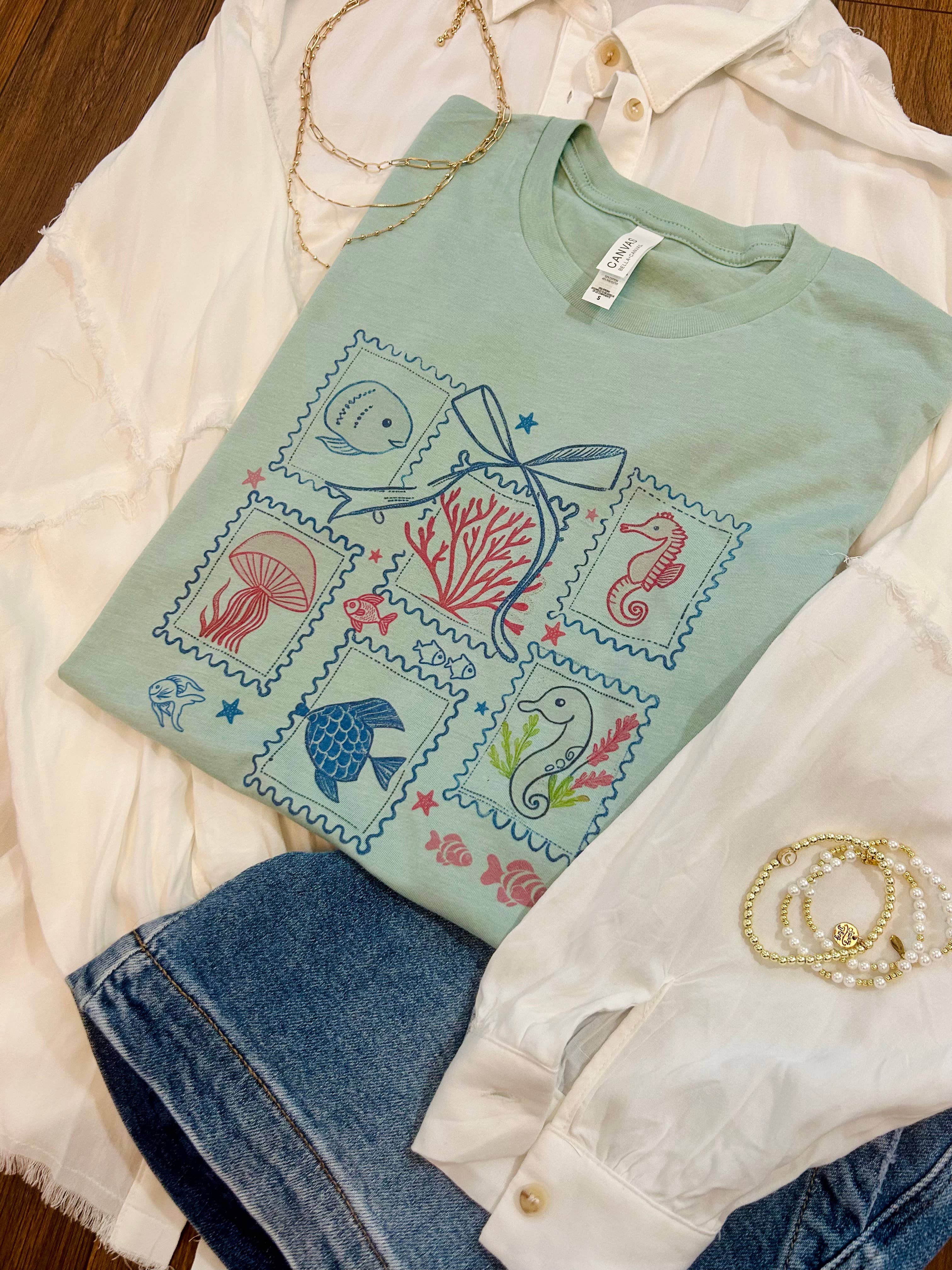 Coastal Stamps Graphic Tee Hoodie, Sweatshirt | PodTeesHub.com