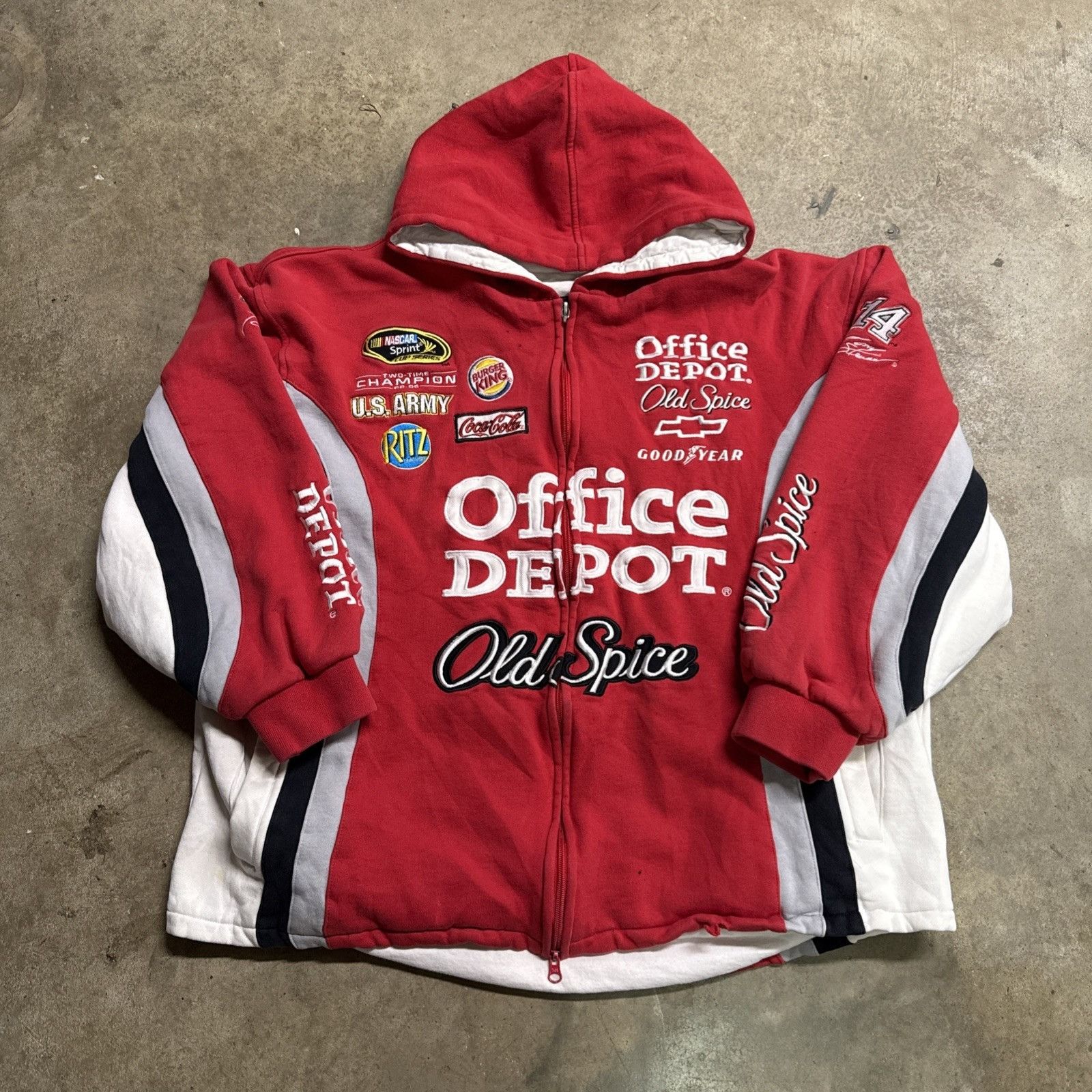Vintage Nascar Hoodie Mens Xl Red Old Spice Office Depot T-Shirts, Sweatshirt | PodTeesHub.com