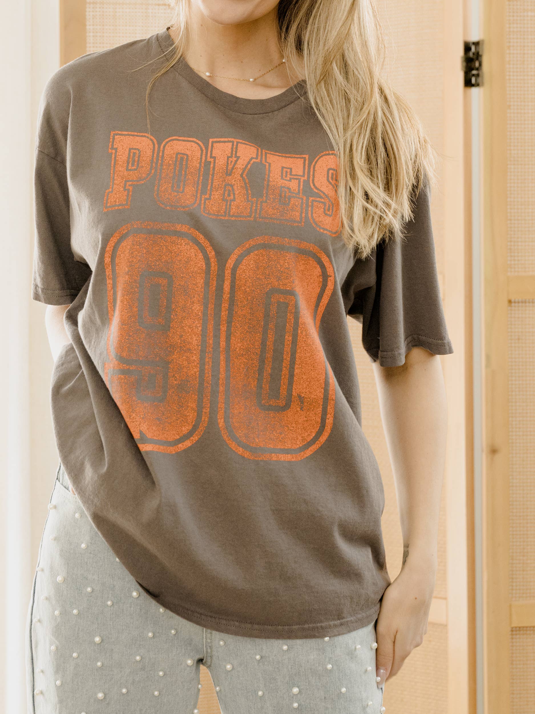 Oklahoma State Cowboys Player Charcoal Thrifted Tee Hoodie, Sweatshirt | PodTeesHub.com