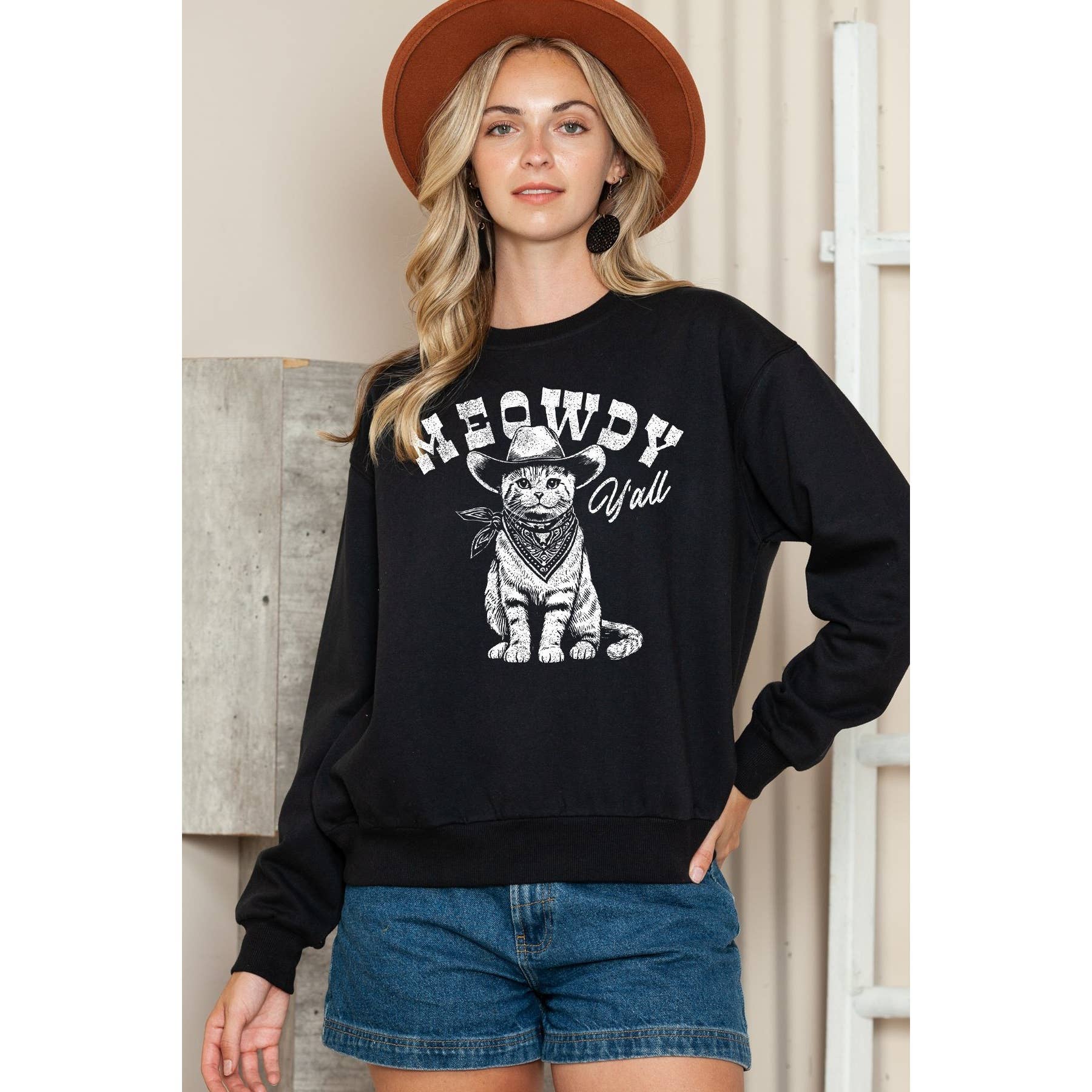 Meowdy Yall - Long Sleeve Sweatshirt T-Shirts, Hoodie | PodTeesHub.com