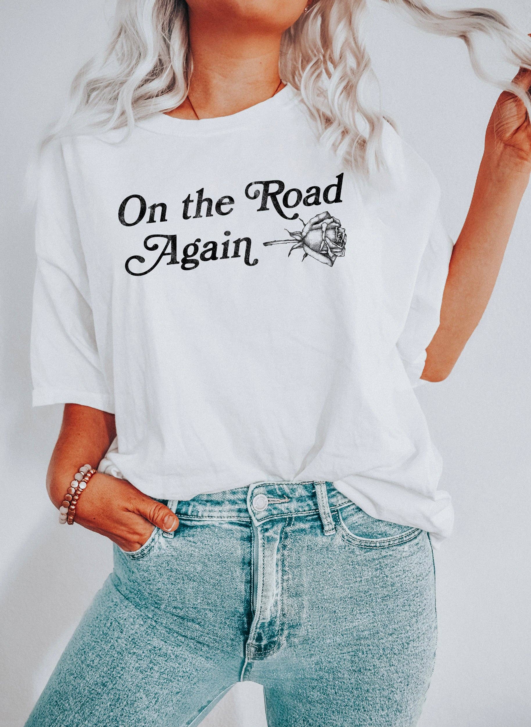 On the Road Again Country Rose T-Shirt Hoodie, Sweatshirt | PodTeesHub.com