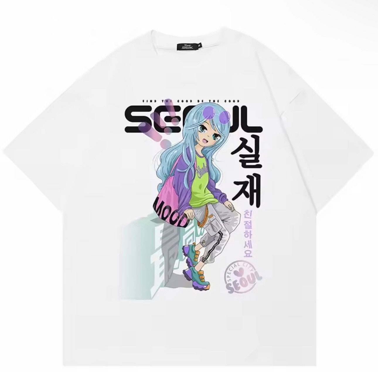 Anime Cartoon Streetwear Loose Girl Seoul Print T Shirt Hoodie, Sweatshirt | PodTeesHub.com