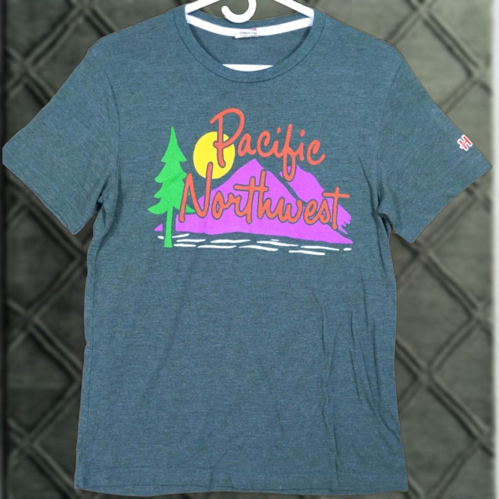 Etro Homage T Shirt Pacific Northwest Graphic Shirt S Mens Green Tri Blend Retro Nature Tee Hoodie, Sweatshirt