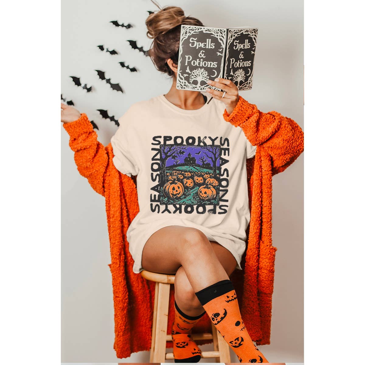 Spooky Season Vintage Graphic Oversized Tee Hoodie, Sweatshirt | PodTeesHub.com