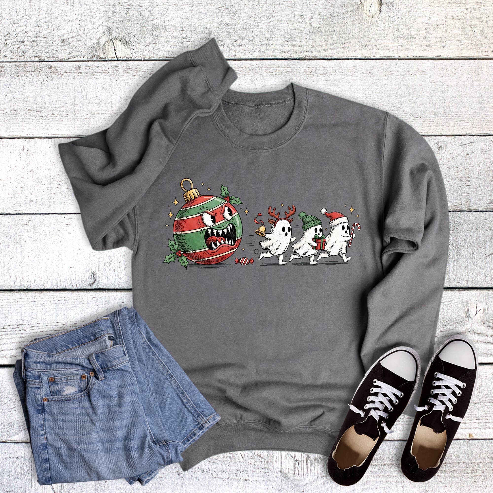 Christmas Funny Ornament Chasing Ghosts Sweatshirt T-Shirts, Hoodie | PodTeesHub.com