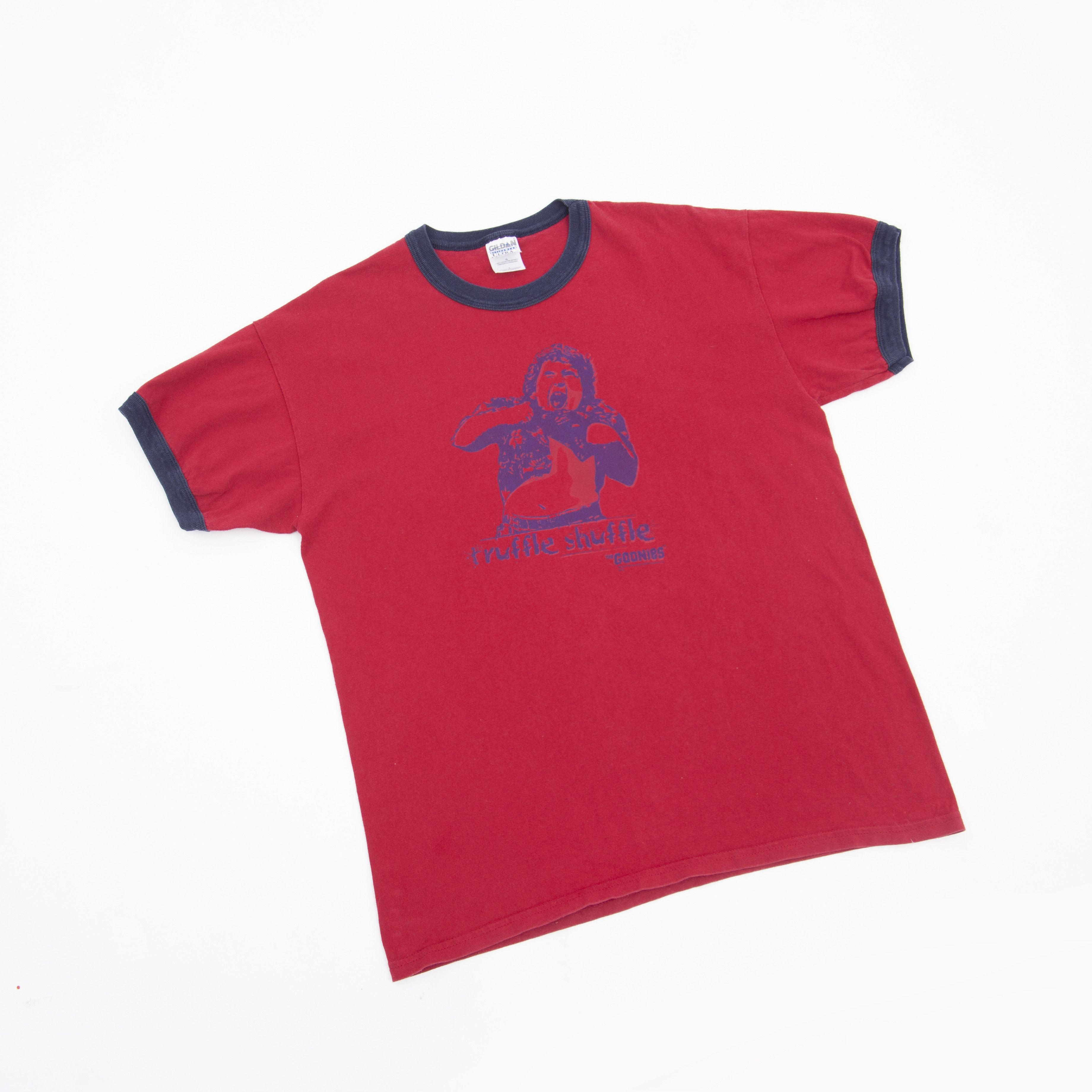 Vintage The Goonies Truffle Shuffle Film T Shirt Red Tee Hoodie, Sweatshirt | PodTeesHub.com