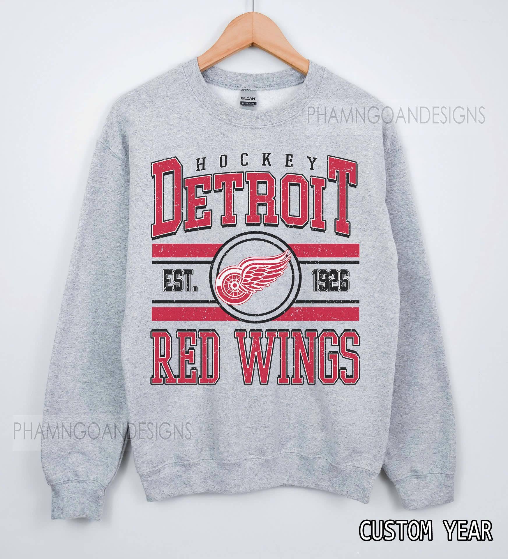 Detroit Hockey Fan Red Wings Crewneck Sweatshirt T-Shirts, Hoodie | PodTeesHub.com