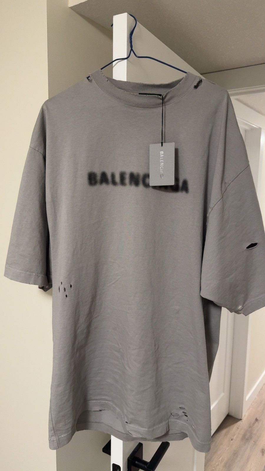 Balenciaga Blurred Logo Distressed Tee Hoodie, Sweatshirt | PodTeesHub.com
