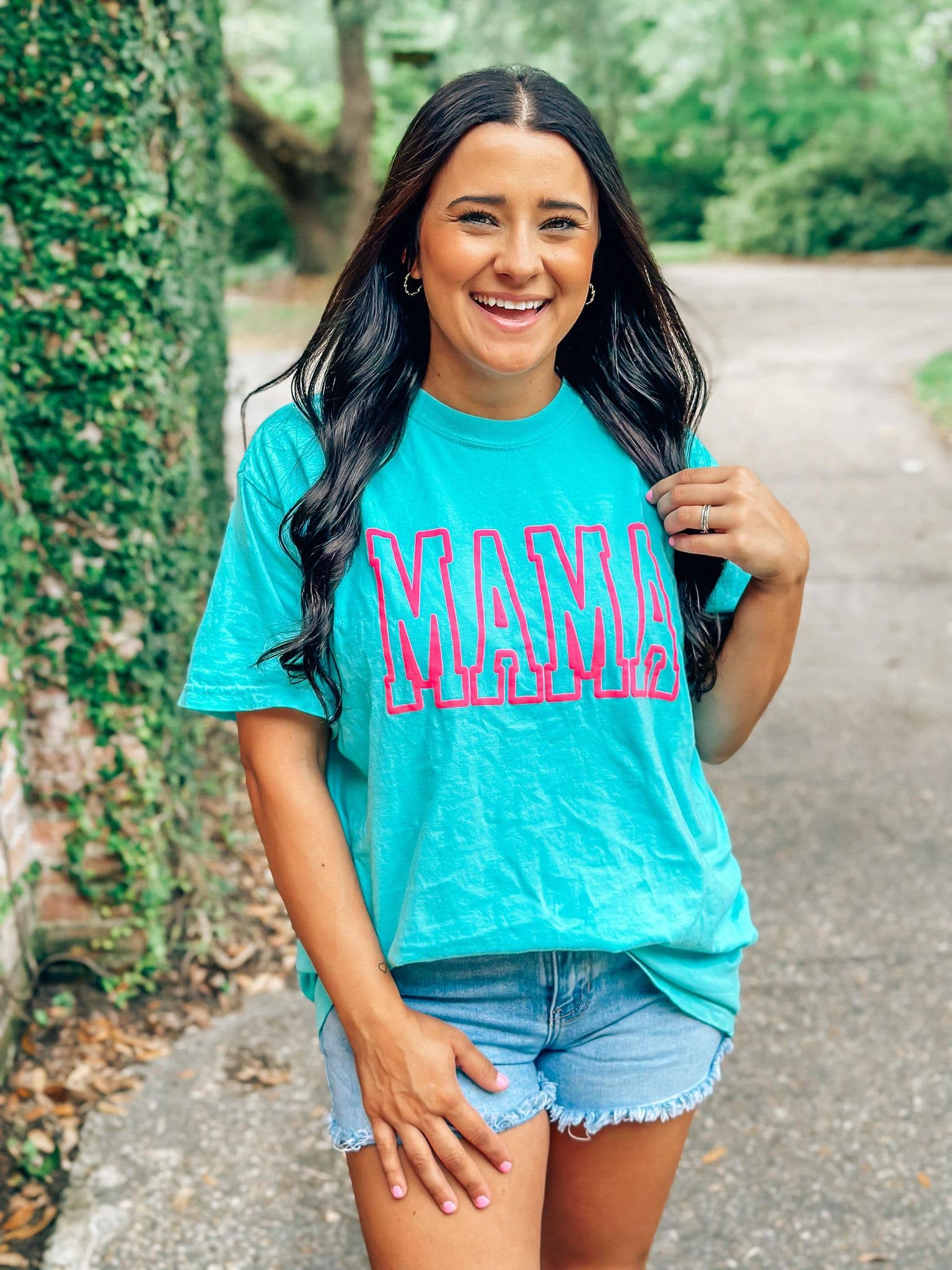 Mama Varsity Outline Puff Tee Hoodie, Sweatshirt | PodTeesHub.com