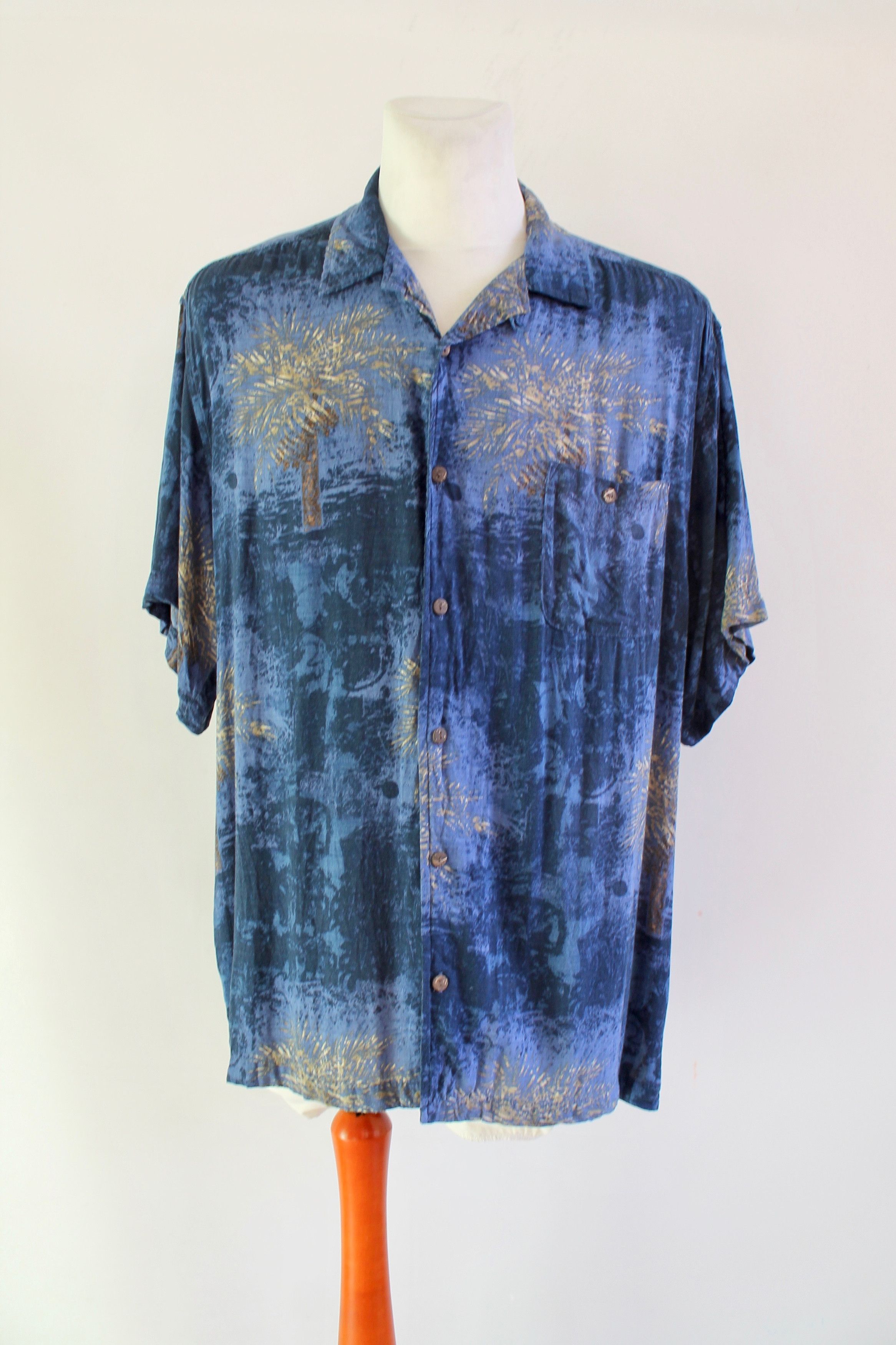 Montego Joe Vintage Hawaiian Shirt Blue Rayon Xxl Hoodie, Sweatshirt | PodTeesHub.com