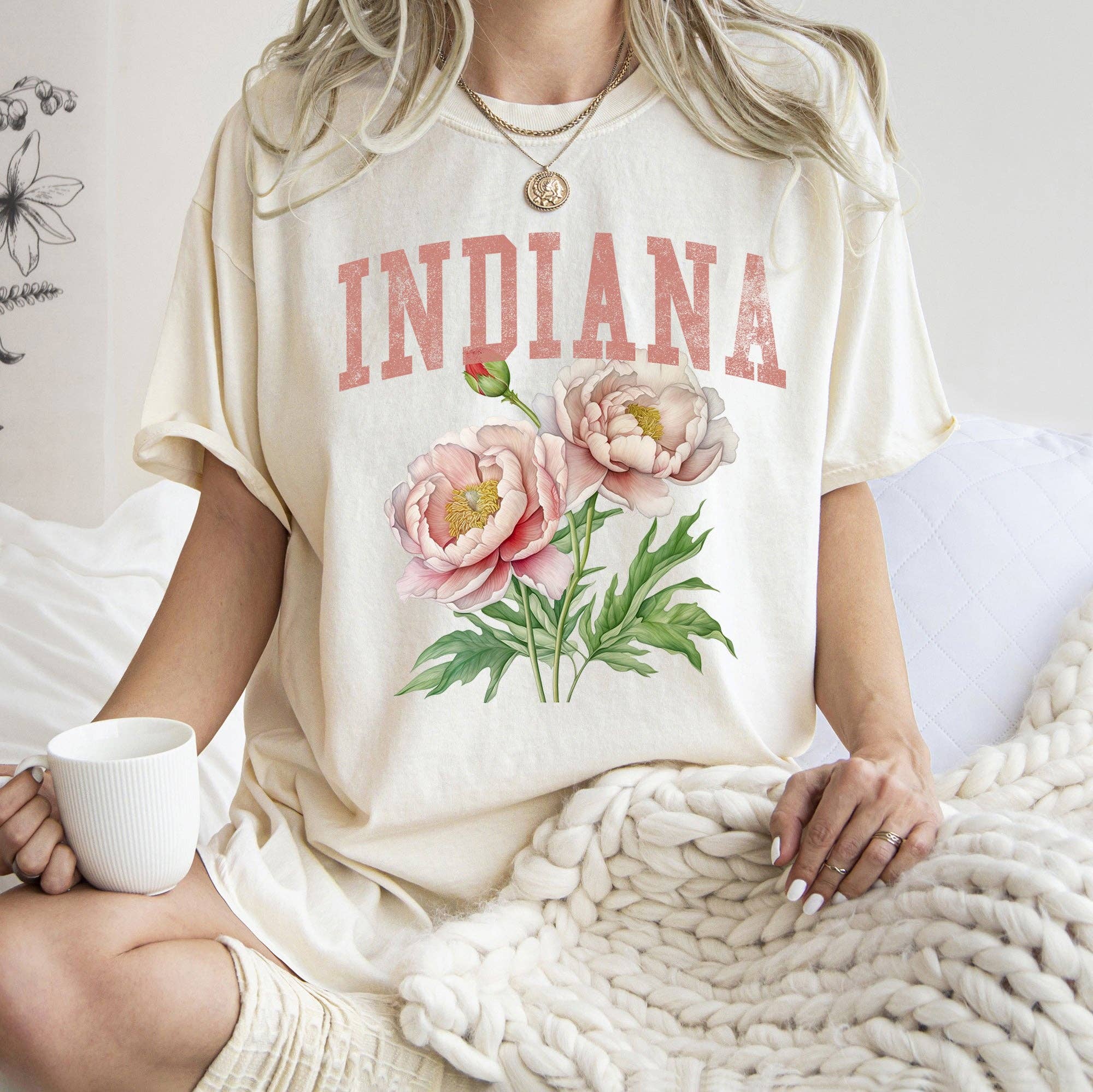 Indiana State Flower T-Shirt Hoodie, Sweatshirt | PodTeesHub.com