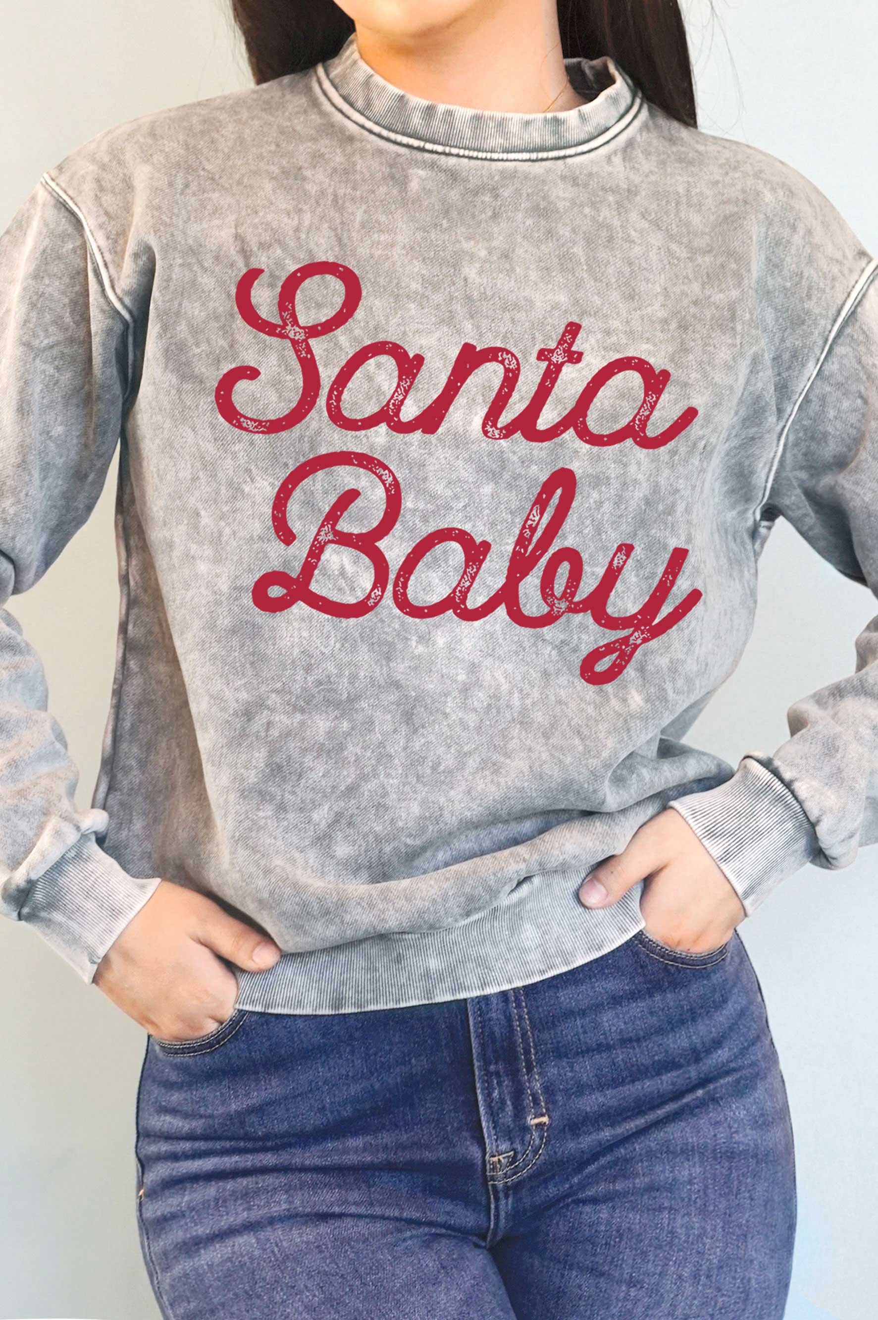 Santa Baby Mineral Graphic Brushed Sweatshirt T-Shirts, Hoodie | PodTeesHub.com