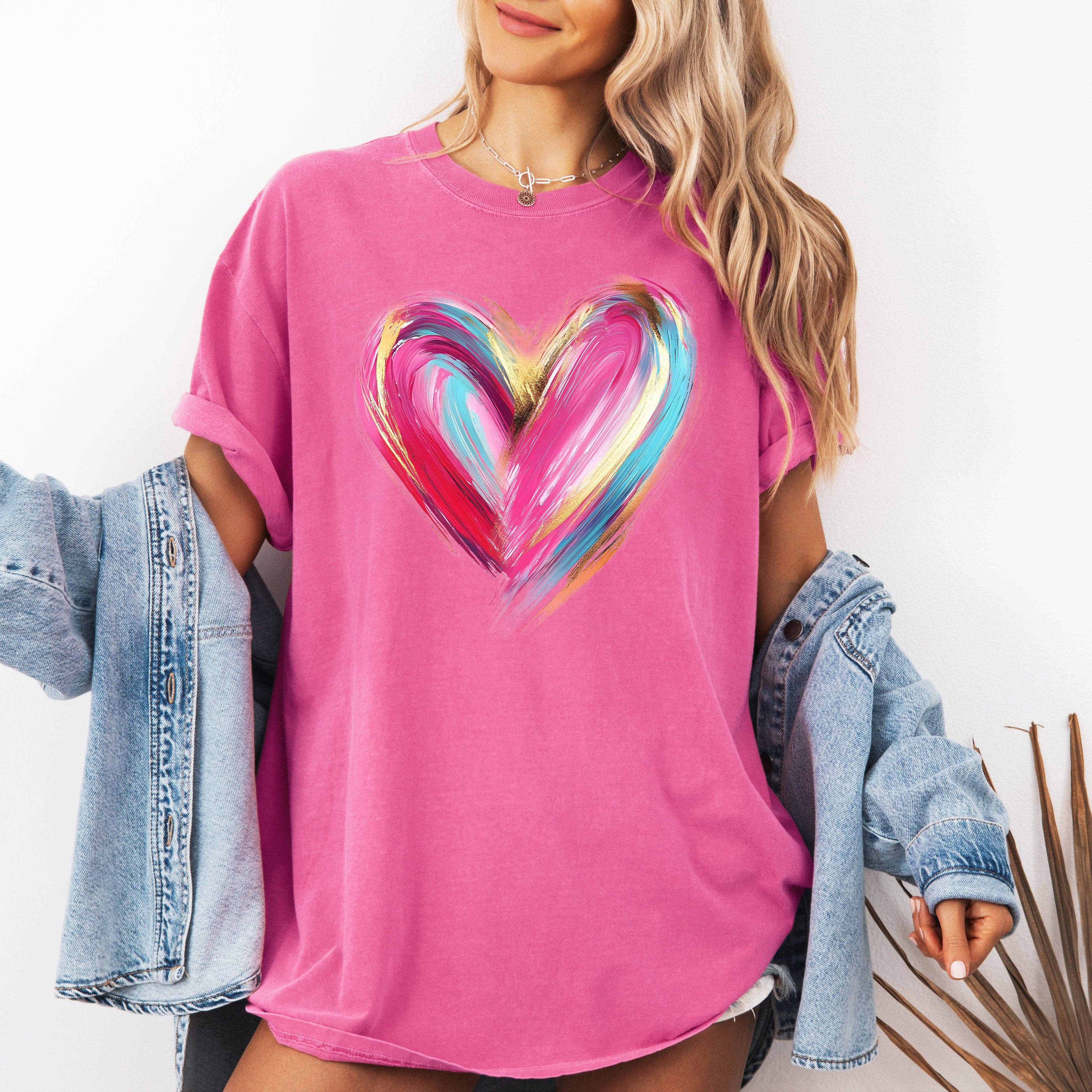 Glittery Heart, Valentine's Day, Comfort Colors T-Shirt Hoodie, Sweatshirt | PodTeesHub.com