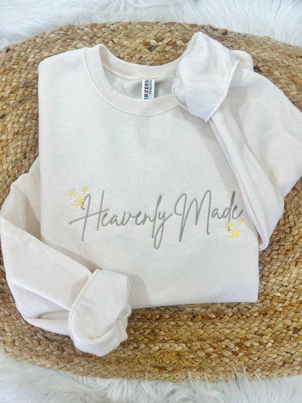 Heavenly Made Cursive Stary Embroidered Sweatshirt T-Shirts, Hoodie | PodTeesHub.com