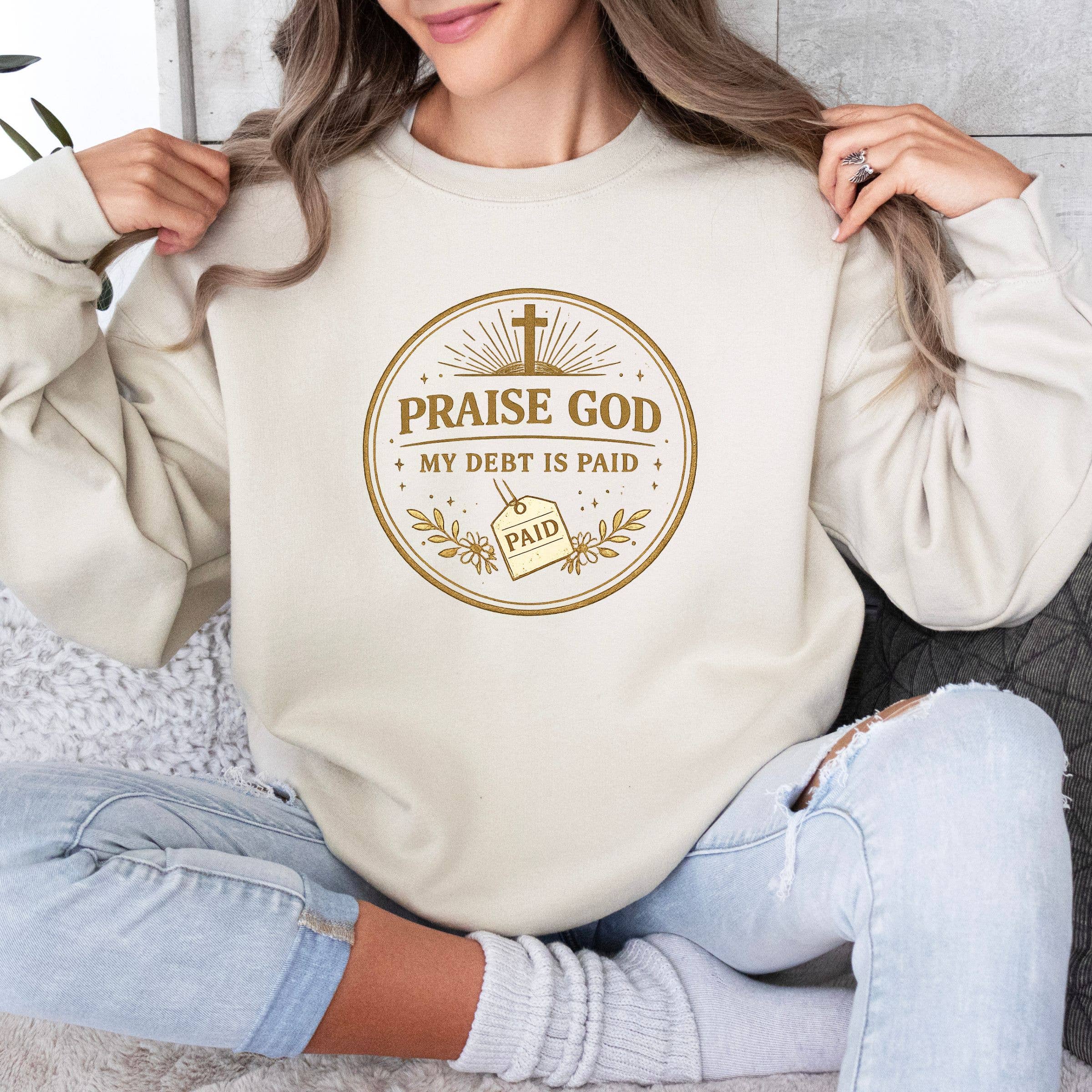 Praise God My Debt Is Paid Floral Spring Graphic Sweatshirt T-Shirts, Hoodie | PodTeesHub.com