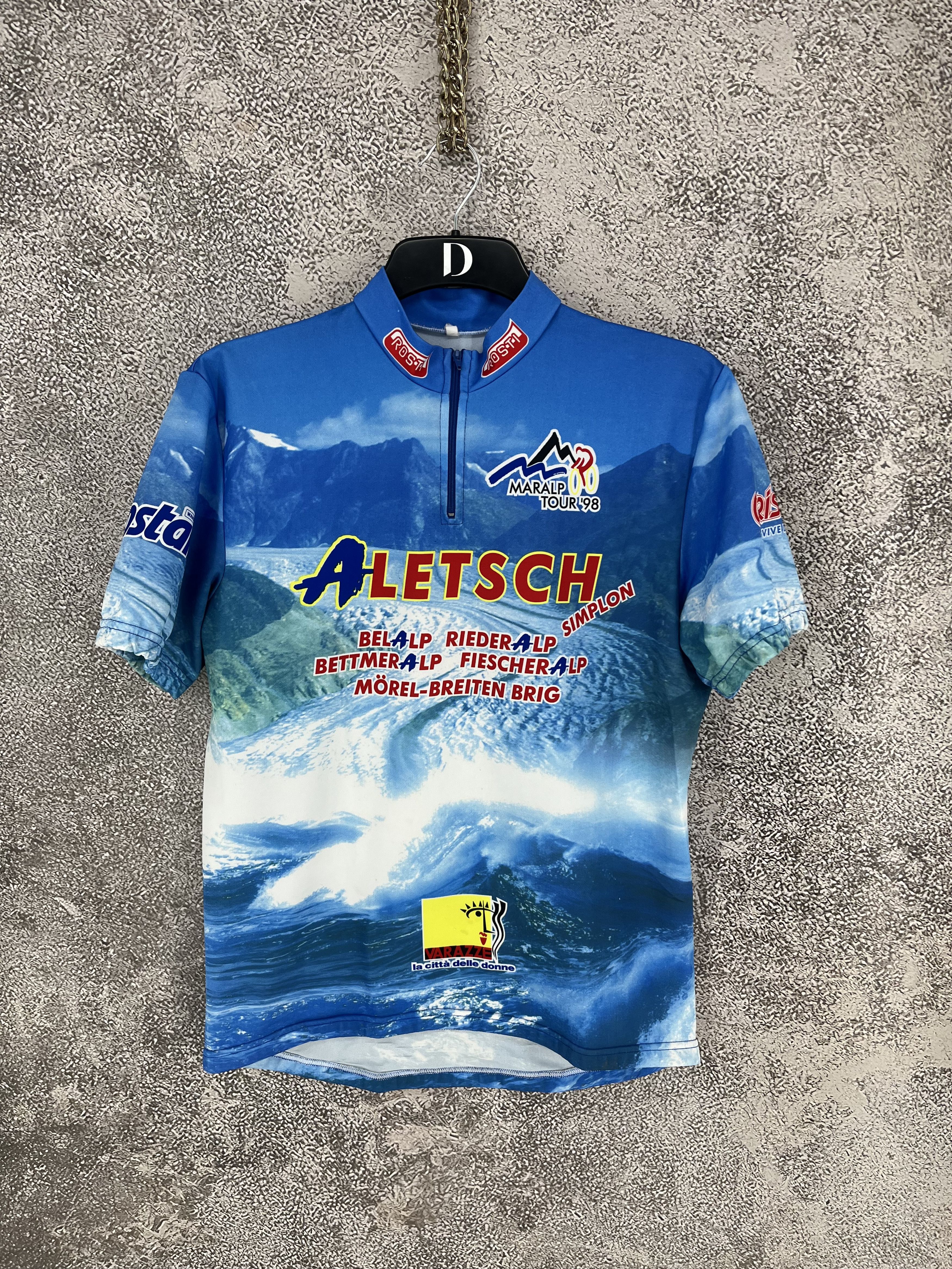 Vintage Vtg Maralp Tour 98 Aletsch Cycl0ing Jersey Mountain Print T-Shirts, Hoodie, Sweatshirt | PodTeesHub.com