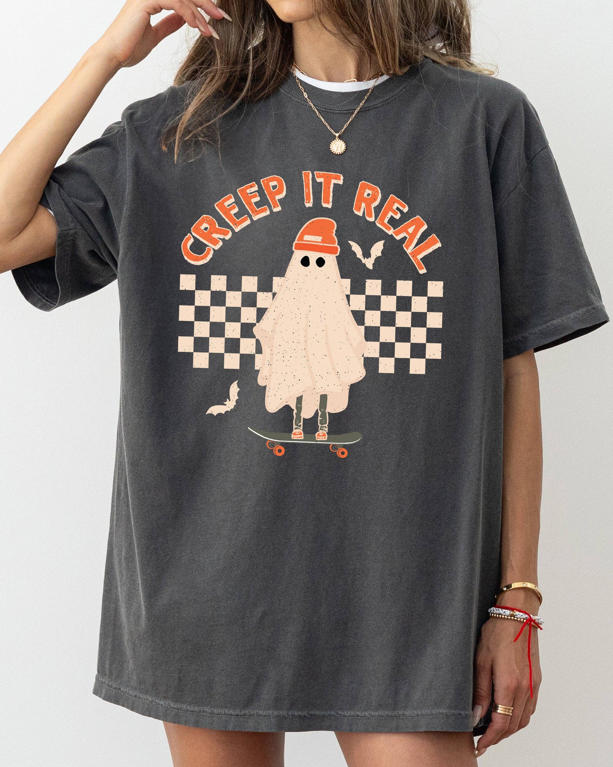 Creep It Real, Retro Ghost, Skeleton, Halloween T-Shirt Hoodie, Sweatshirt | PodTeesHub.com
