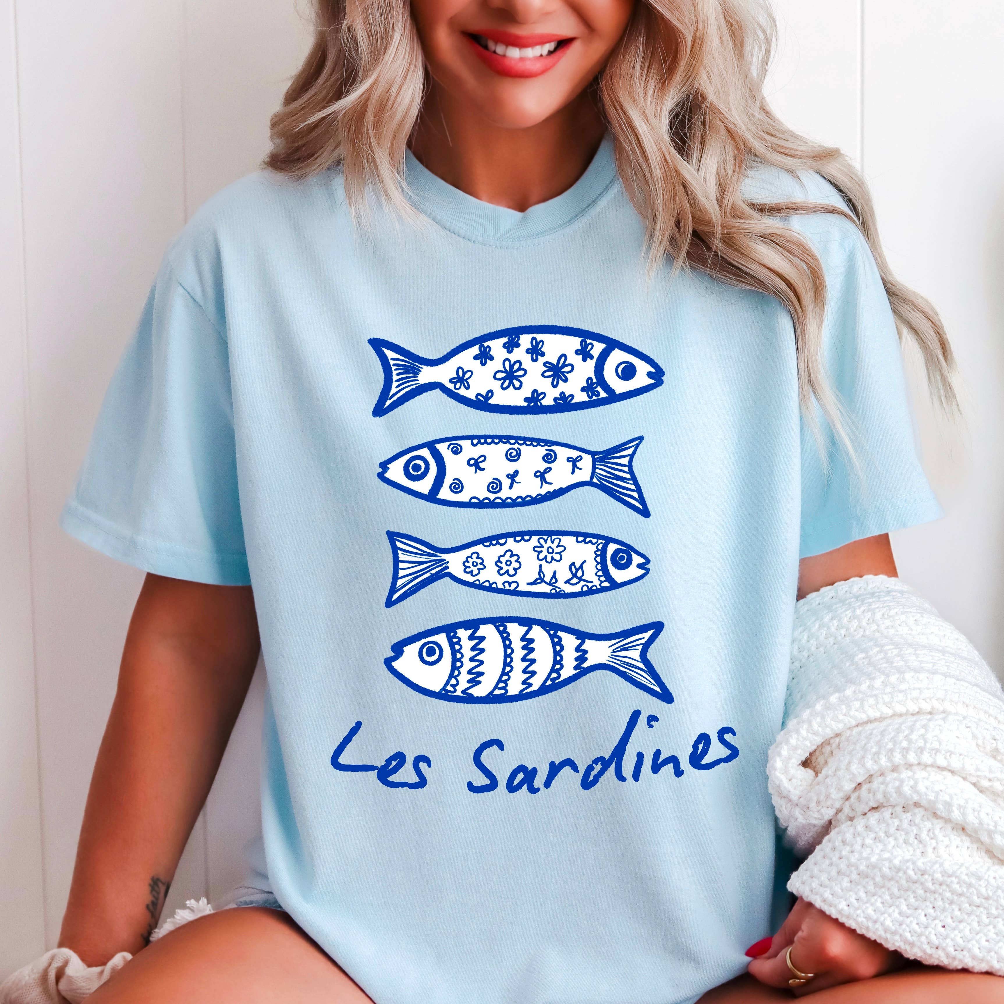 Les Sardines Women’S Coastal Graphic Shirt | Comfort Color Hoodie, Sweatshirt | PodTeesHub.com