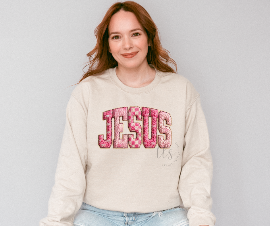 Jesus Faux Yarn Patch Sweatshirt T-Shirts, Hoodie | PodTeesHub.com