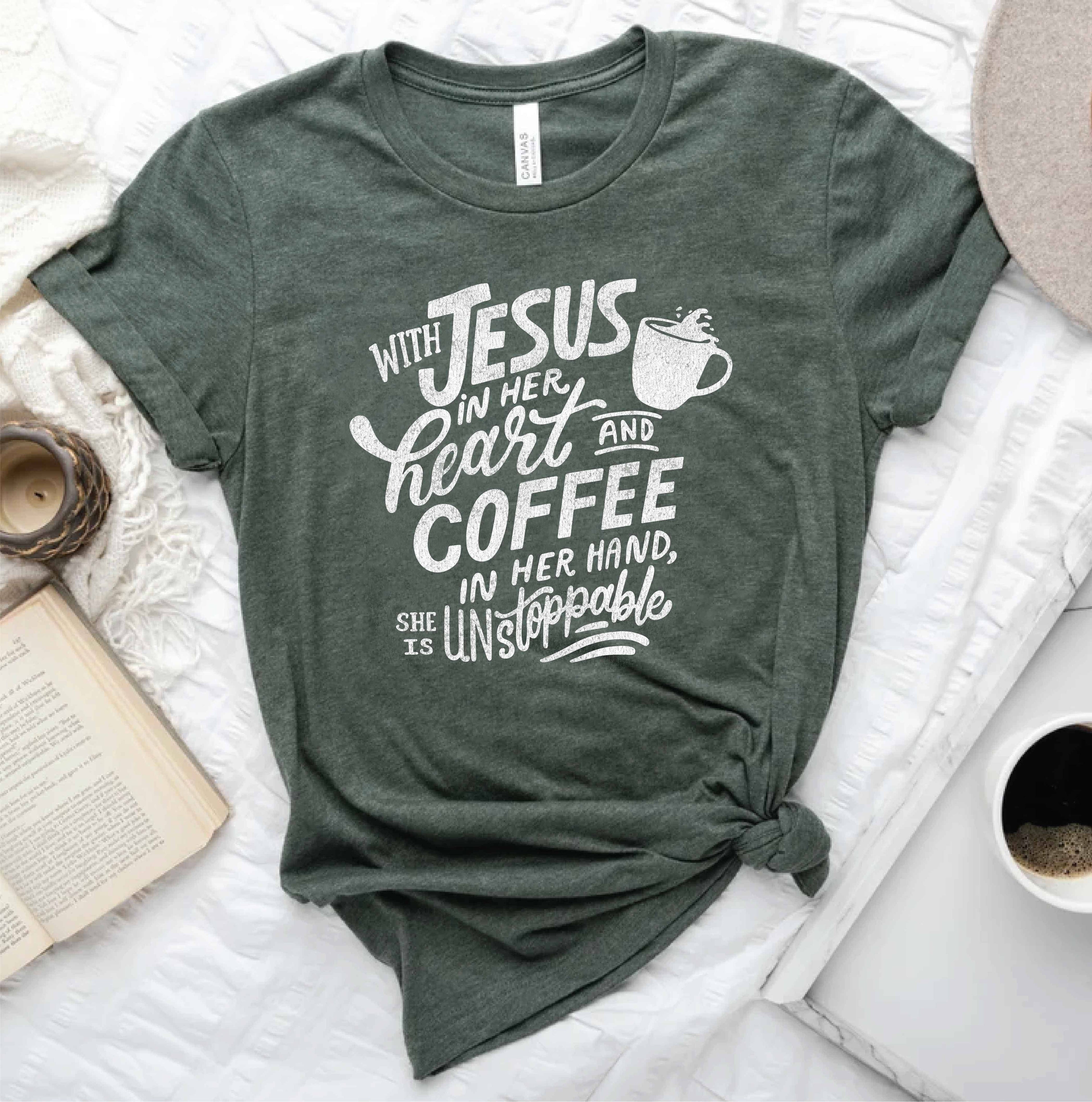 With Jesus in Her Heart Graphic T-Shirt Hoodie, Sweatshirt | PodTeesHub.com