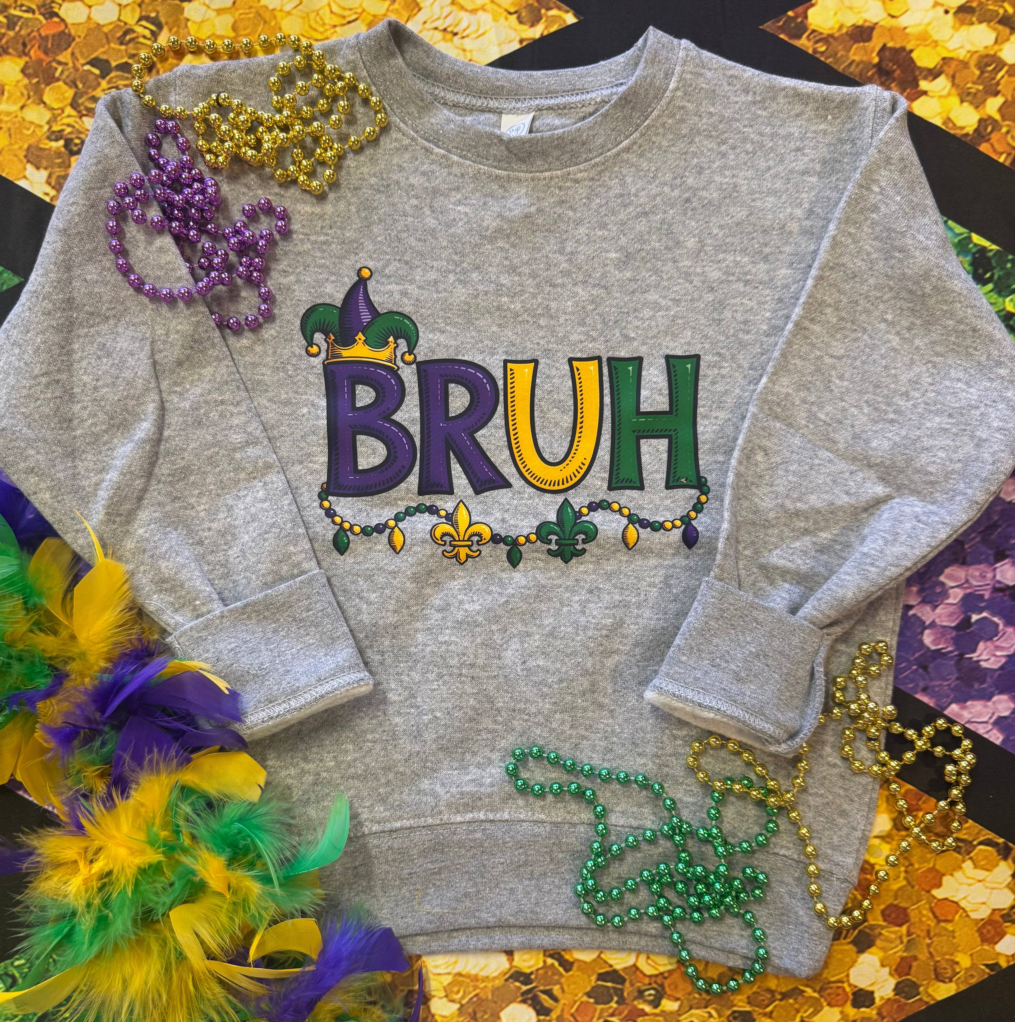 Bruh Mardi Gras Sweatshirt/Tee Hoodie | PodTeesHub.com