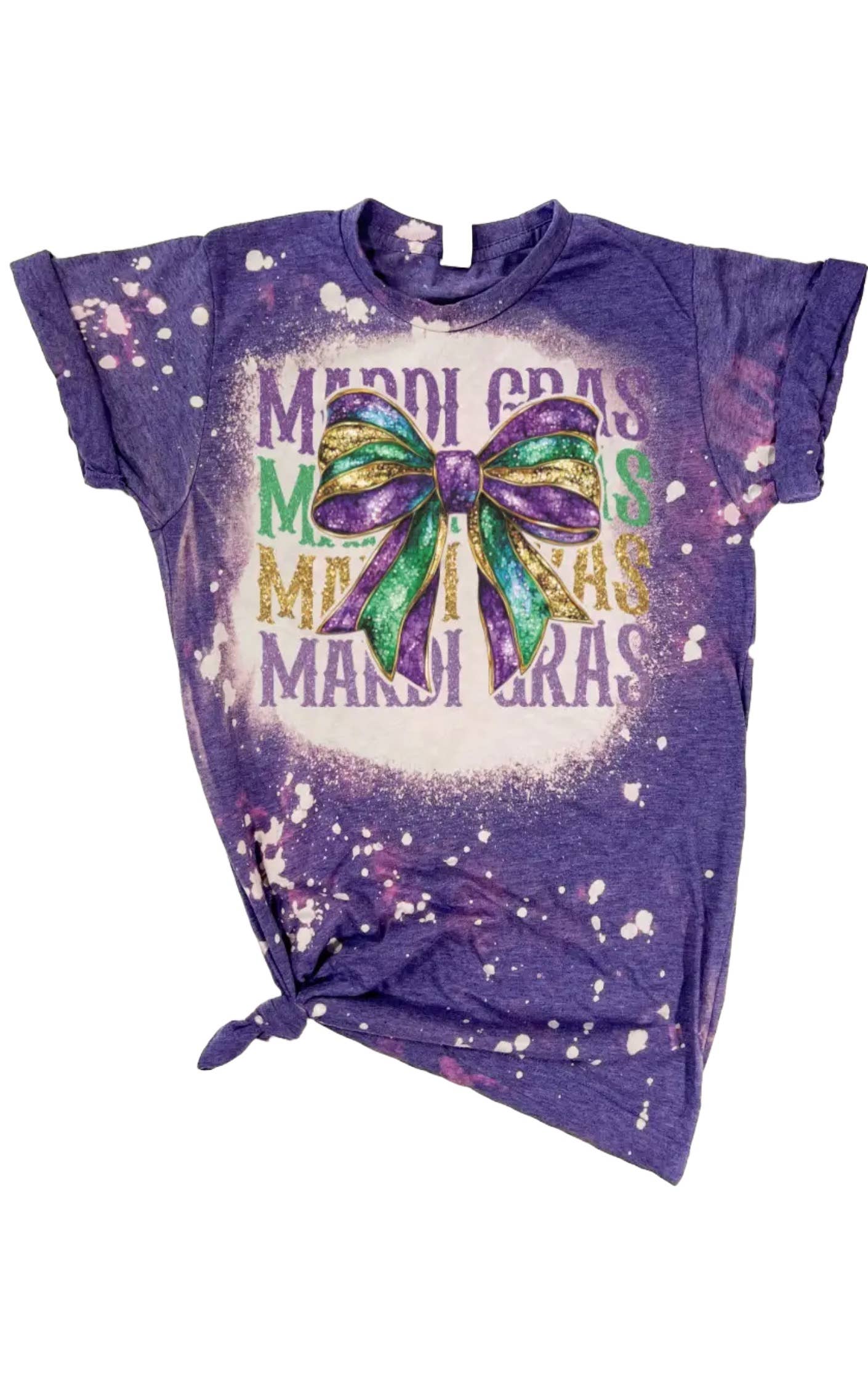 Mardi Gras Bow Vintage Bleached Tee Hoodie, Sweatshirt | PodTeesHub.com