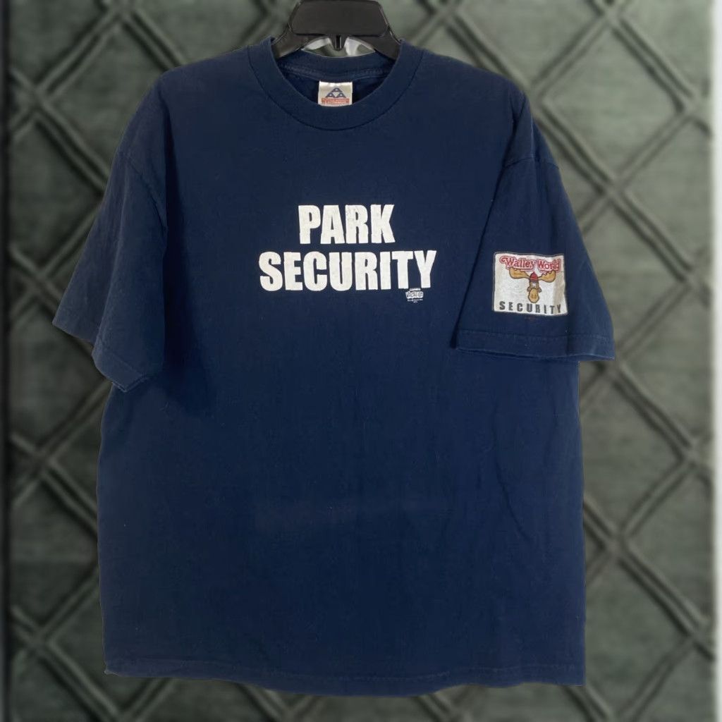 Vintage Walley World T Shirt Security Moose Warmer Bros Mens Xl Blue Theme Park 90s Y2k Grun Hoodie, Sweatshirt