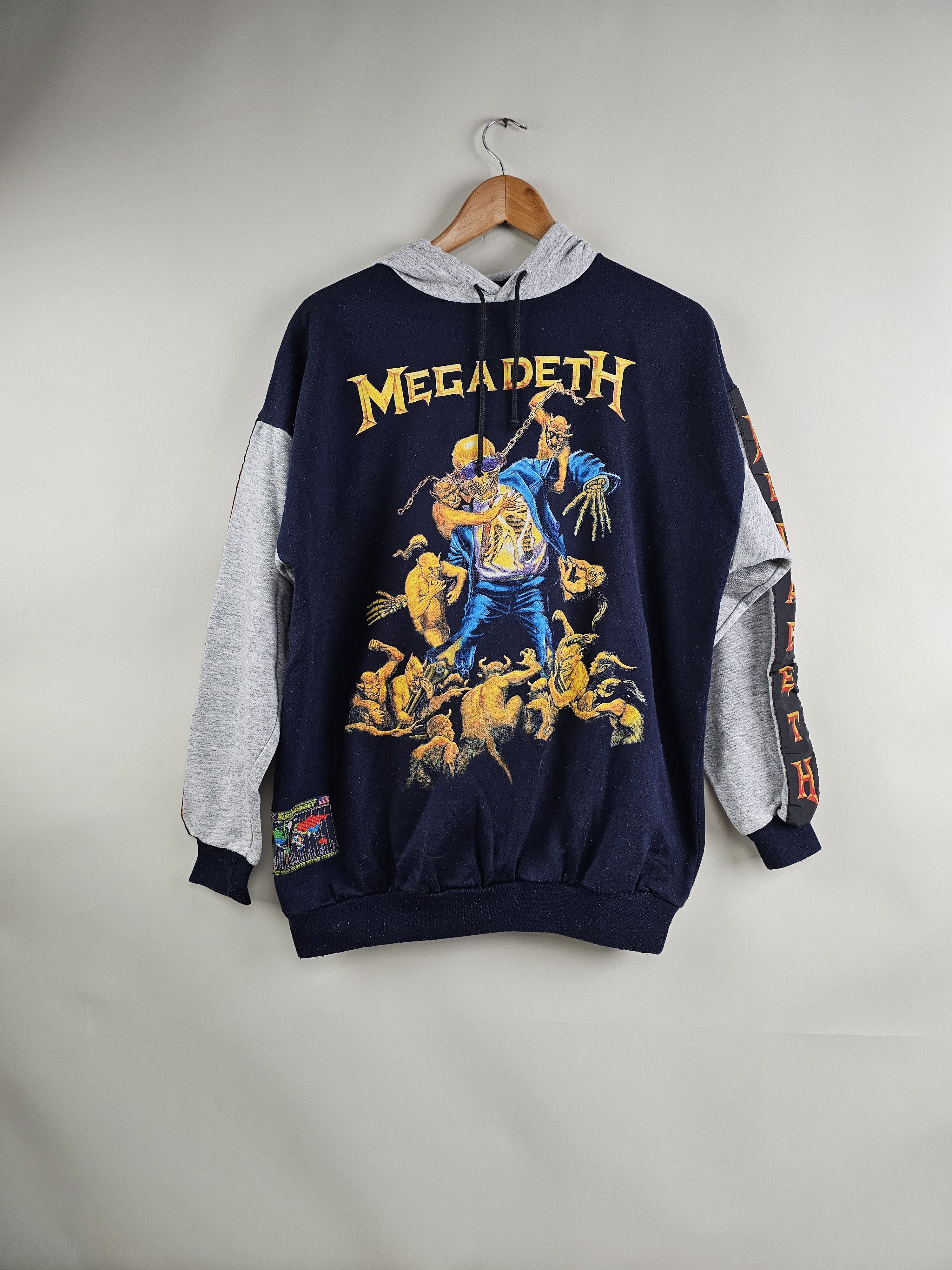 Megadeth X Vintage 90s Megadeth Oxydation Of The Nations Hoodie Xl 22 5 28 T-Shirts, Sweatshirt | PodTeesHub.com