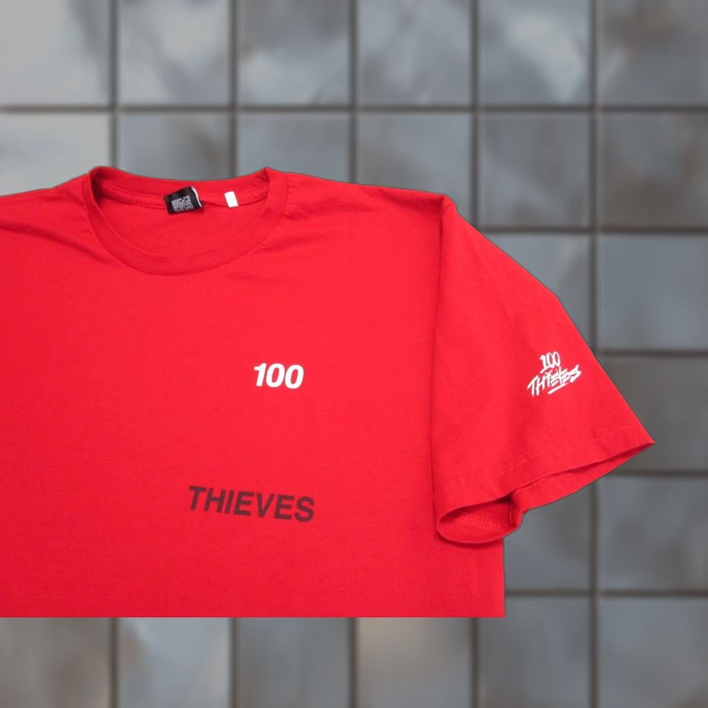 Thieves Vintage 100 Thieves Shirt Men Large Red Gaming Tee Adult Crew Neck Short Sleeve Graphic Hoodie, Sweatshirt